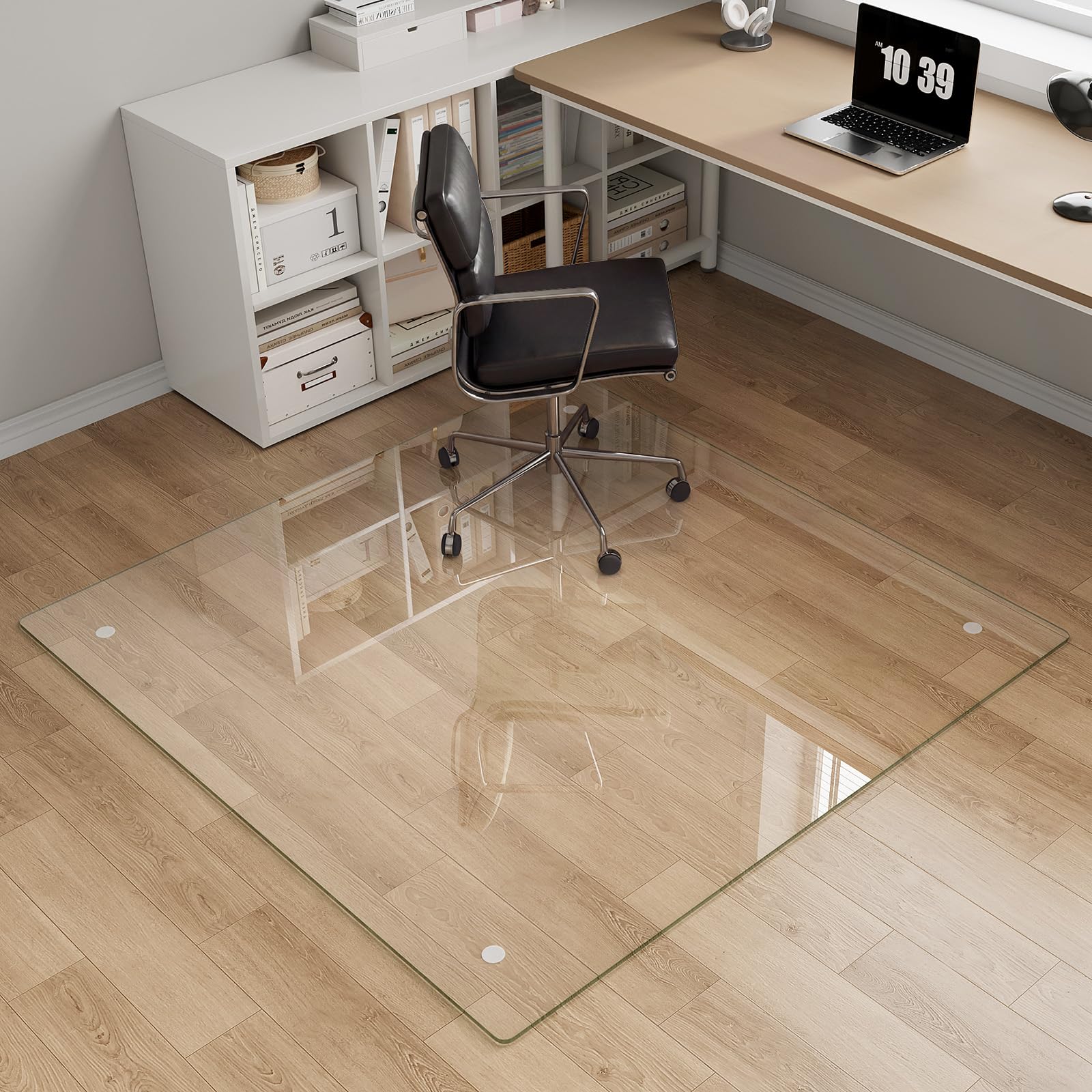 Photo 1 of ** FACTORY SEALED** Office Chair Mat for Carpet, 46"x46" Heavy Duty Tempered Glass Office Chair Mat with Rounded and Polished Edges?Clear Desk Chair Mat for Office and Home Hard Floor or Carpeted