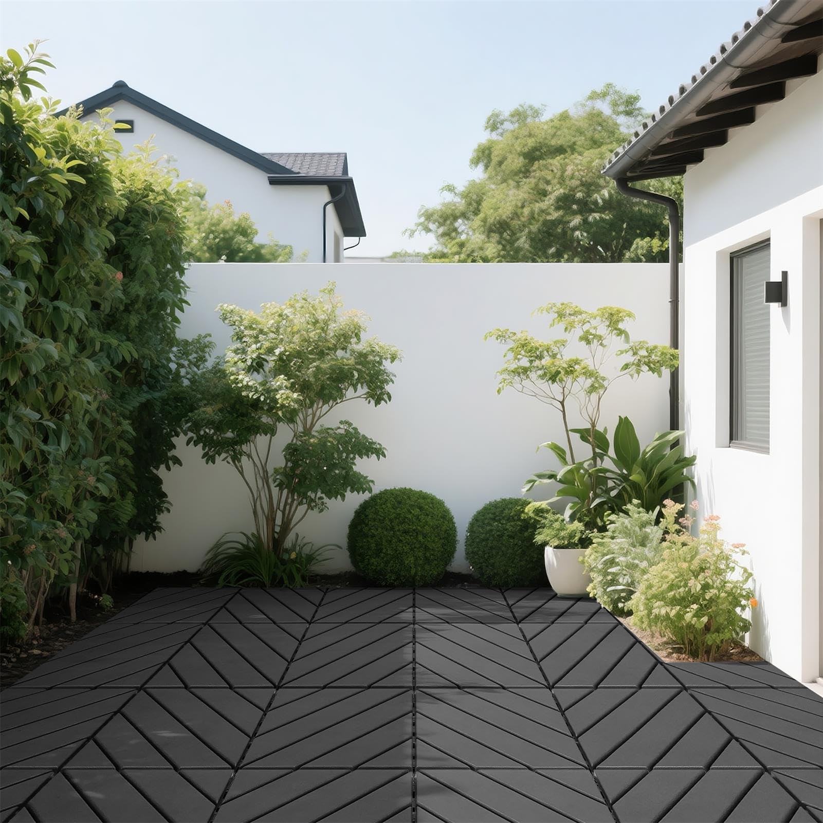 44er-Packung klick-Terrassenfliesen, 12"x12" GroßE, Wasserfeste Kunststoff-Terrassenfliesen FüR Den AußEnbereich FüR Jedes Wetter Geeignet, Veranda, Garten Und Poolbereich