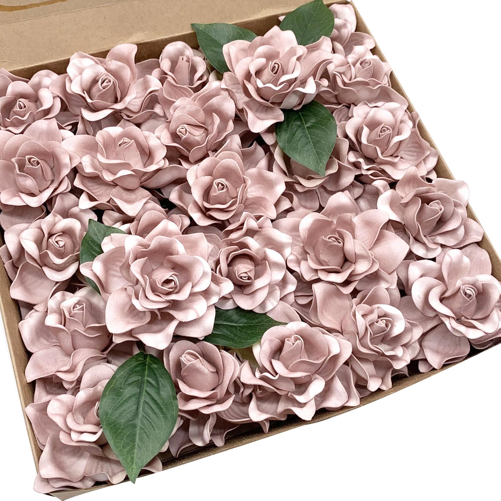 Rose Babys - Fiori artificiali realistici, fiori di gardenia finti con stelo, per bouquet di nozze fai da te, centrotavola, addio al nubilato, feste, decorazioni per la casa (rosa rosa)
