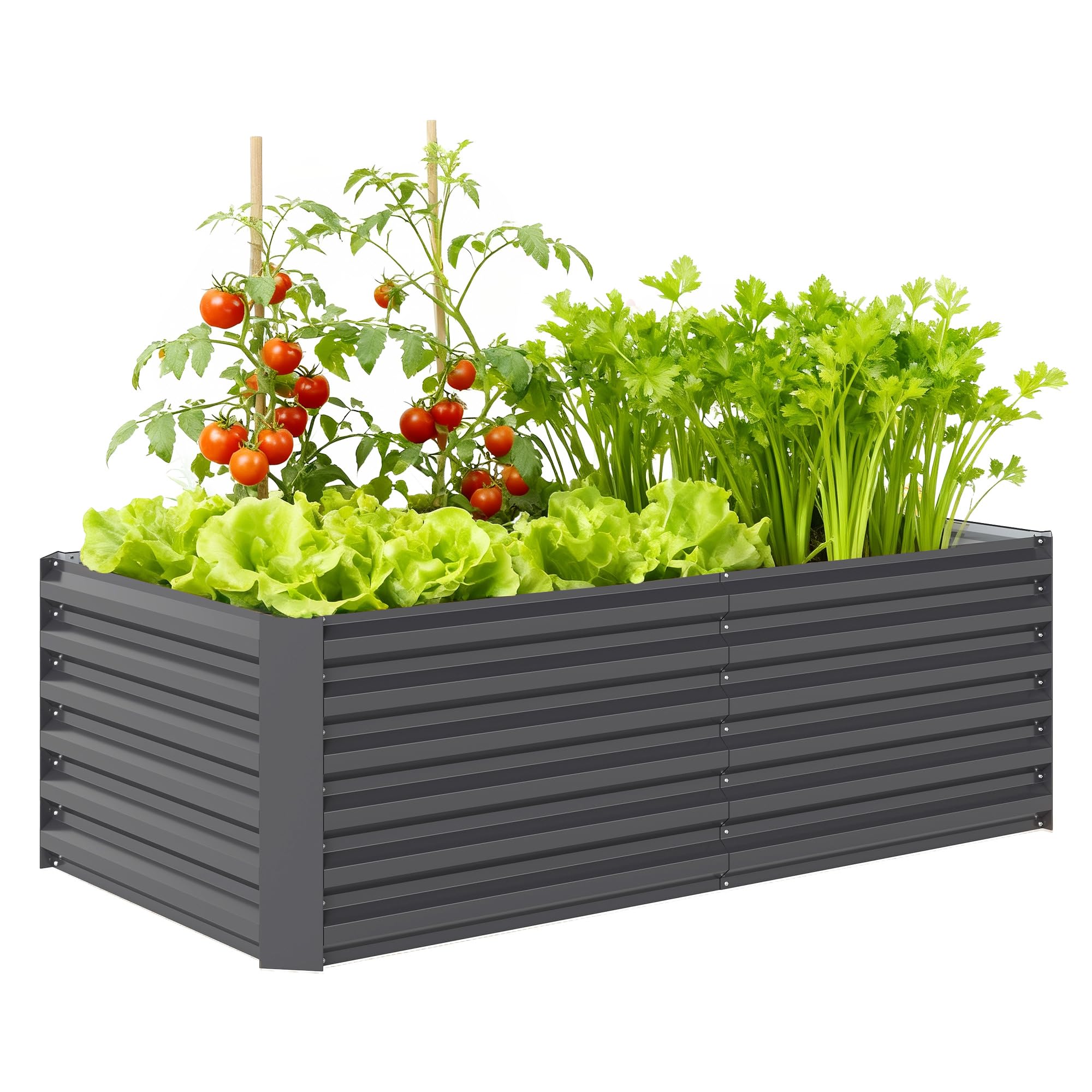 Outsunny Carré Potager Surélevé Galvanisé 180x90x60 cm Gris Foncé