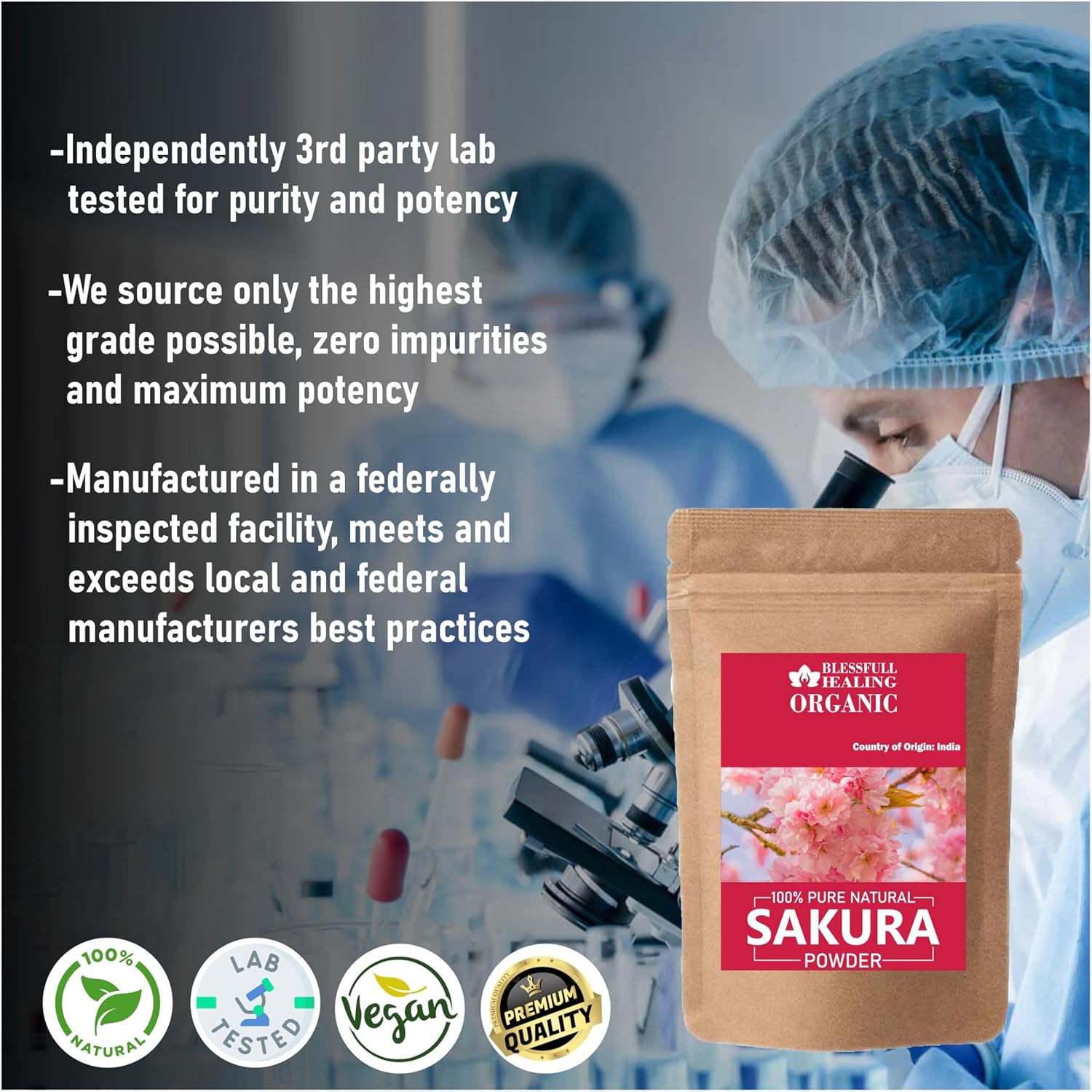 Blessfull Healing Organic Sakura Powder 100% Pure Natural 200 Gram / 7.05 oz