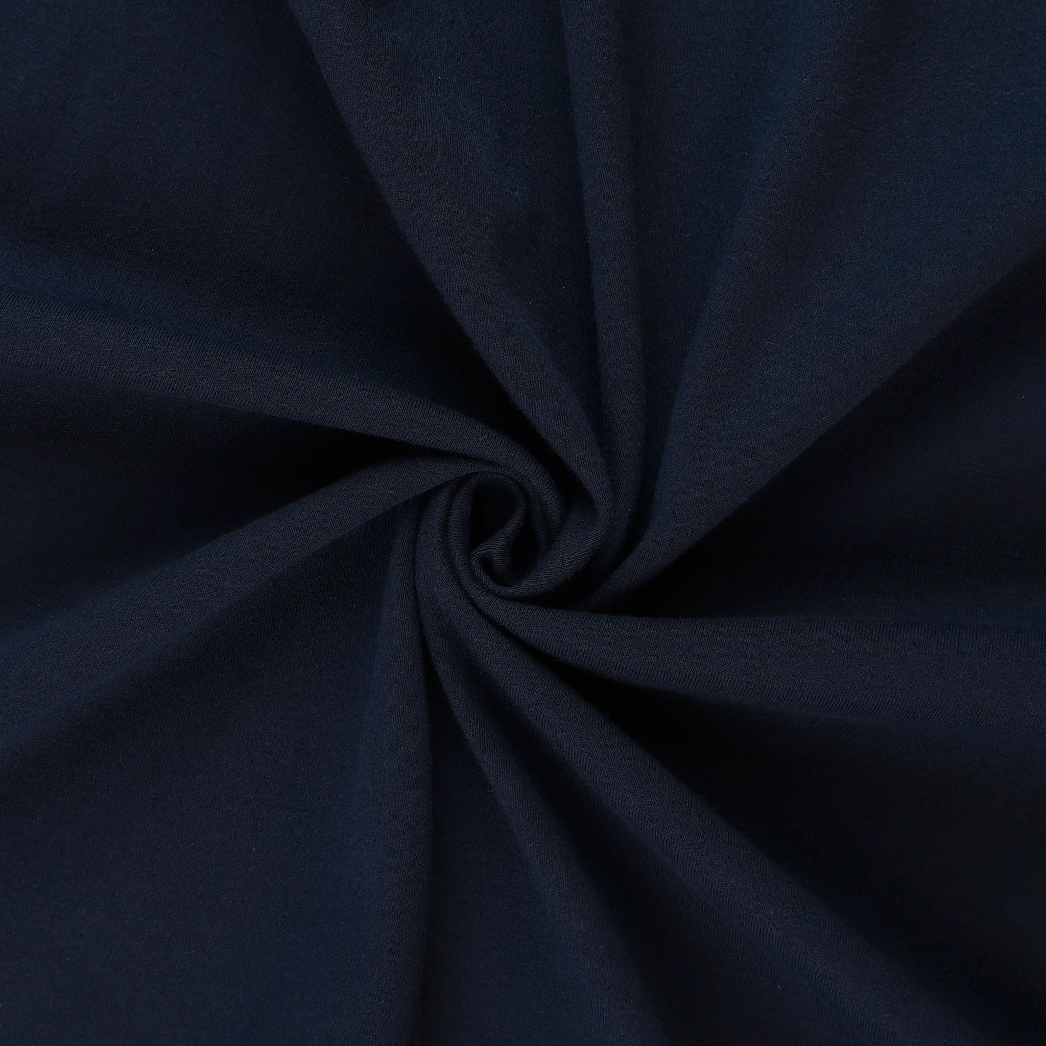 Mook Fabrics Tela de punto entrelazada sólida (64 pulgadas de ancho) elástica en 2 direcciones, color azul marino oscuro de 15 yardas