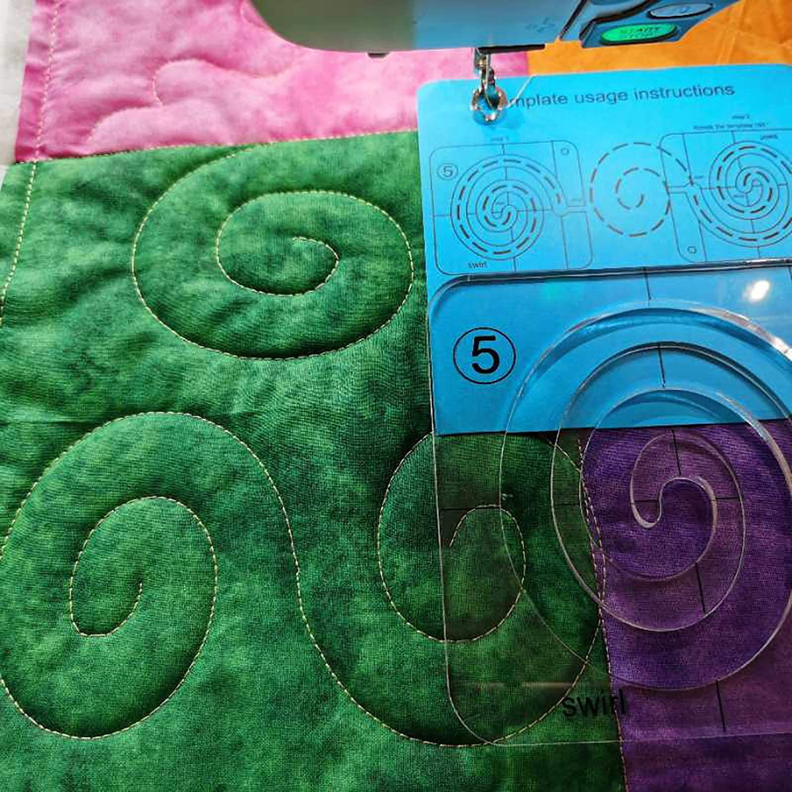 NC Swirl Quilting Ruler Template Fits Inside FMQ Grip 5 - 3mm Acrylic Injection Molded - 12.7cm, Transparent, Swirl Template