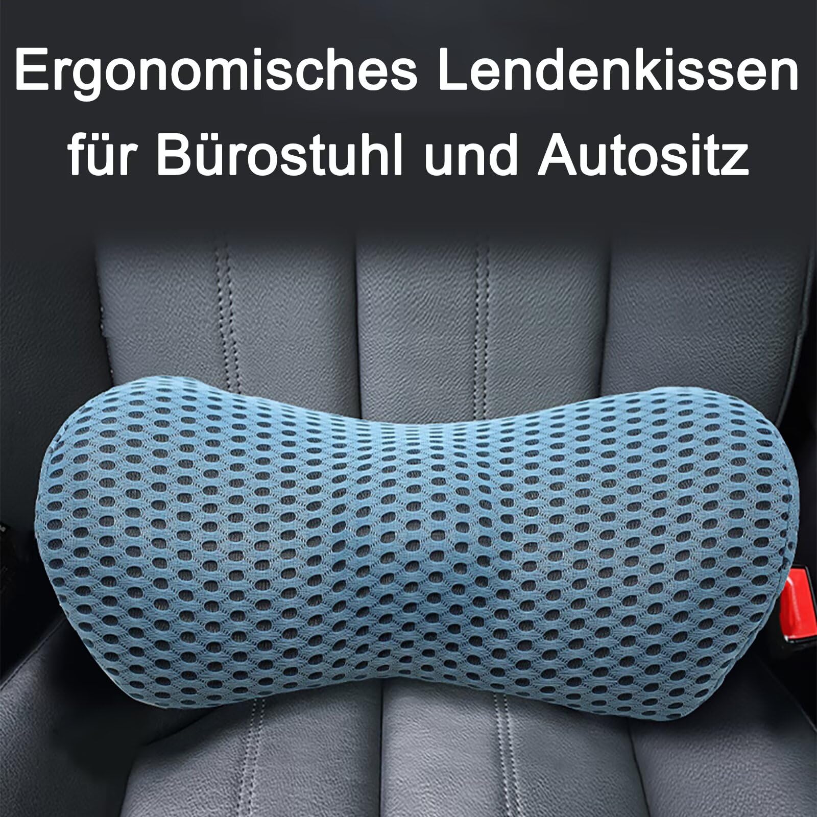 Lendenwirbelkissen, Ergonomisches Rückenkissen, Memory Foam Lendenkissen Auto, Komfort Rückenstützkissen zur Druckentlastung, Rückenpolster für Bett/Stuhl/Autositz/Bürostuhl (Grau)
