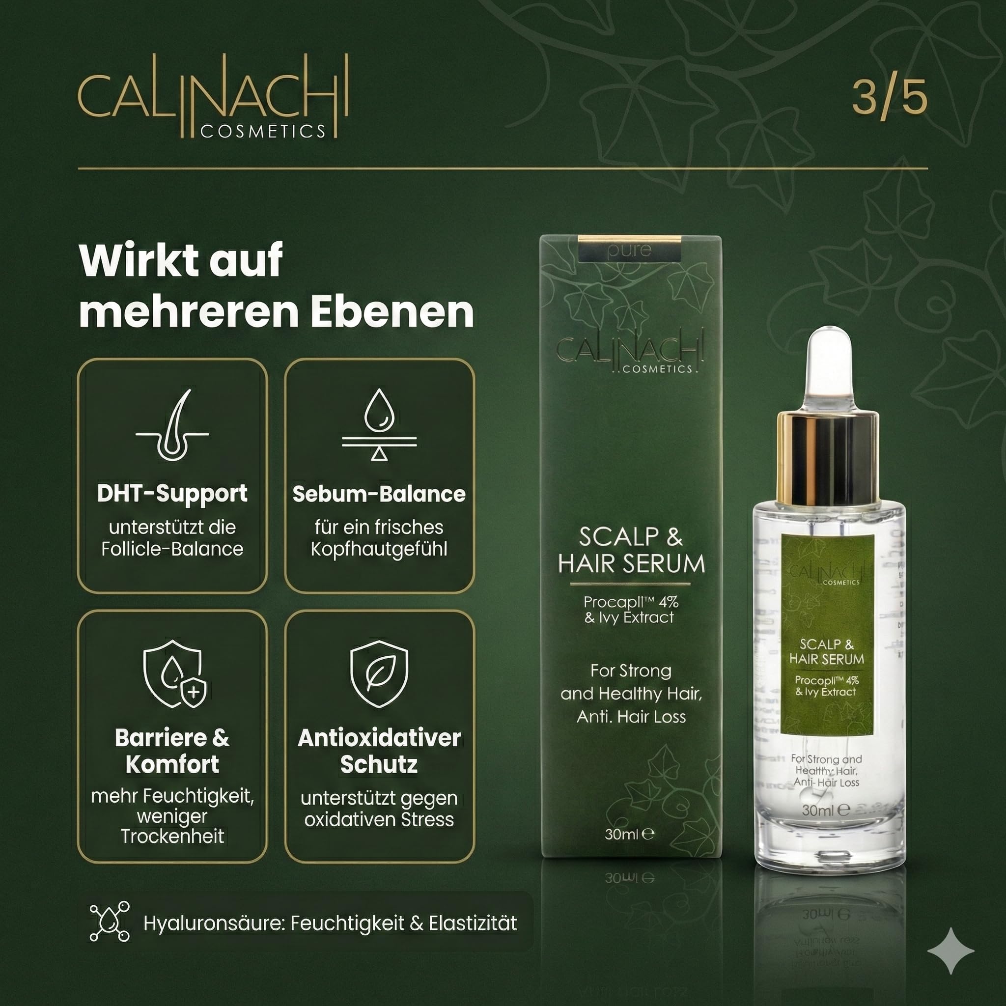 CALINACHI Kräuter-Shampoo & Haarserum Set 300+30 ml Procapil | 2-Schritte Kopfhaut-Routine aus Bärentraube-Kräuter-Shampoo und leichtem Serum für Glanz und bessere Kämmbarkeit