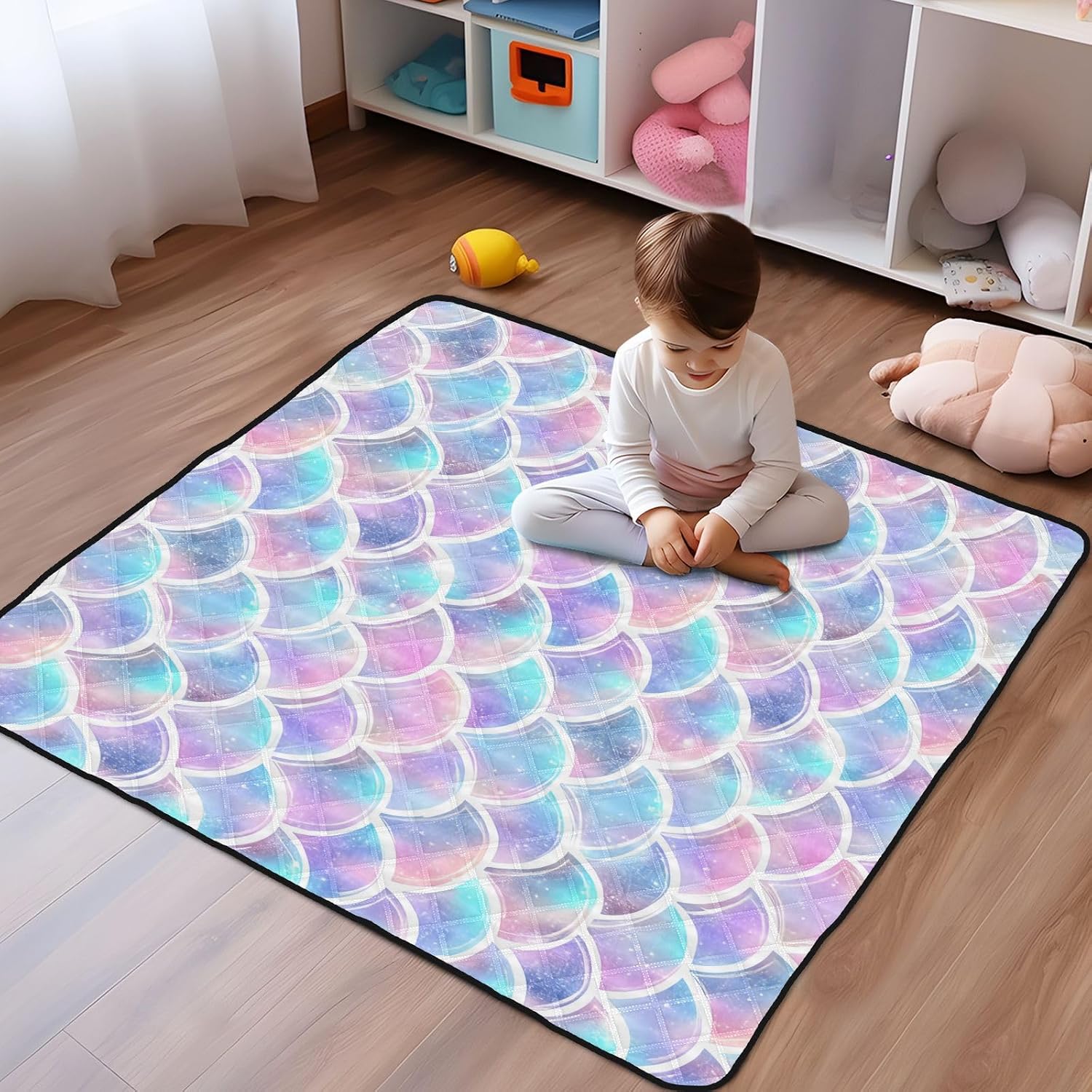 Graffiti Color Scales Baby Play Mat, 50“ X 50” Washable Folding Crawling Mat, Baby Floor Mat, Soft, Thick, Non-Slip