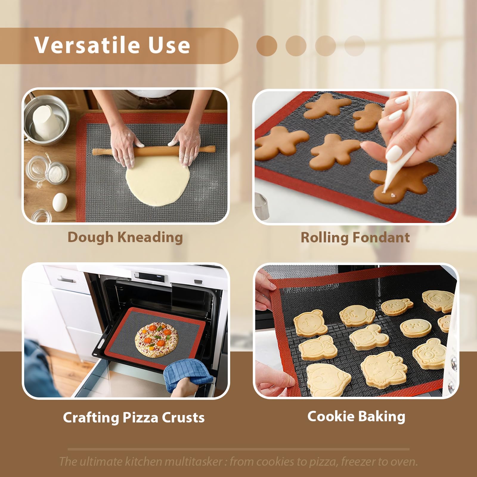 2 Tapis De Cuisson En Silicone – Antiadhésifs, Réutilisables, Résistants à La Chaleur, Pour Biscuits, Pain, Pizza