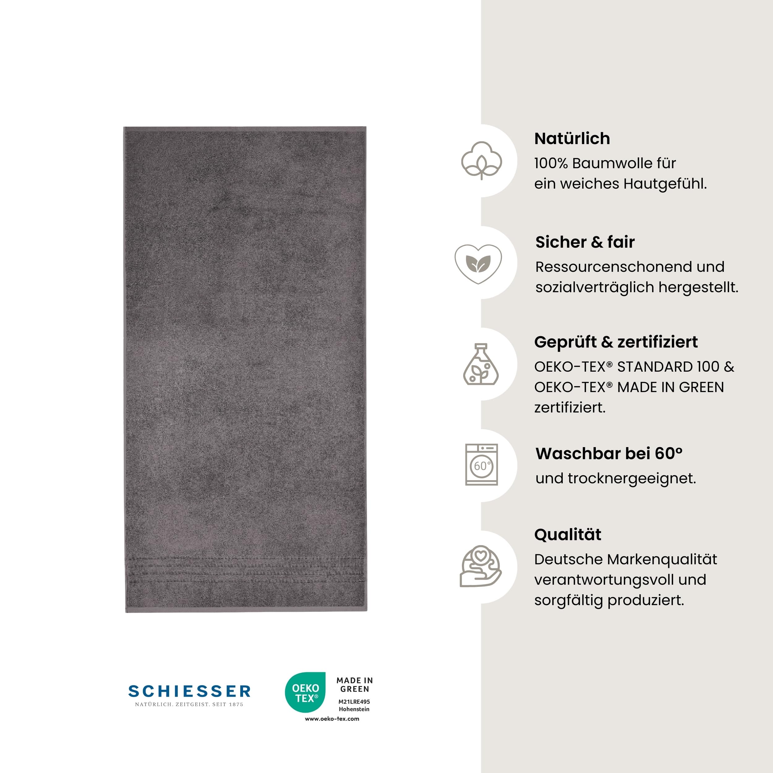 Schiesser Duschtuchset Milano - 2-teilig - 70 x 140 cm - Dunkelgrau