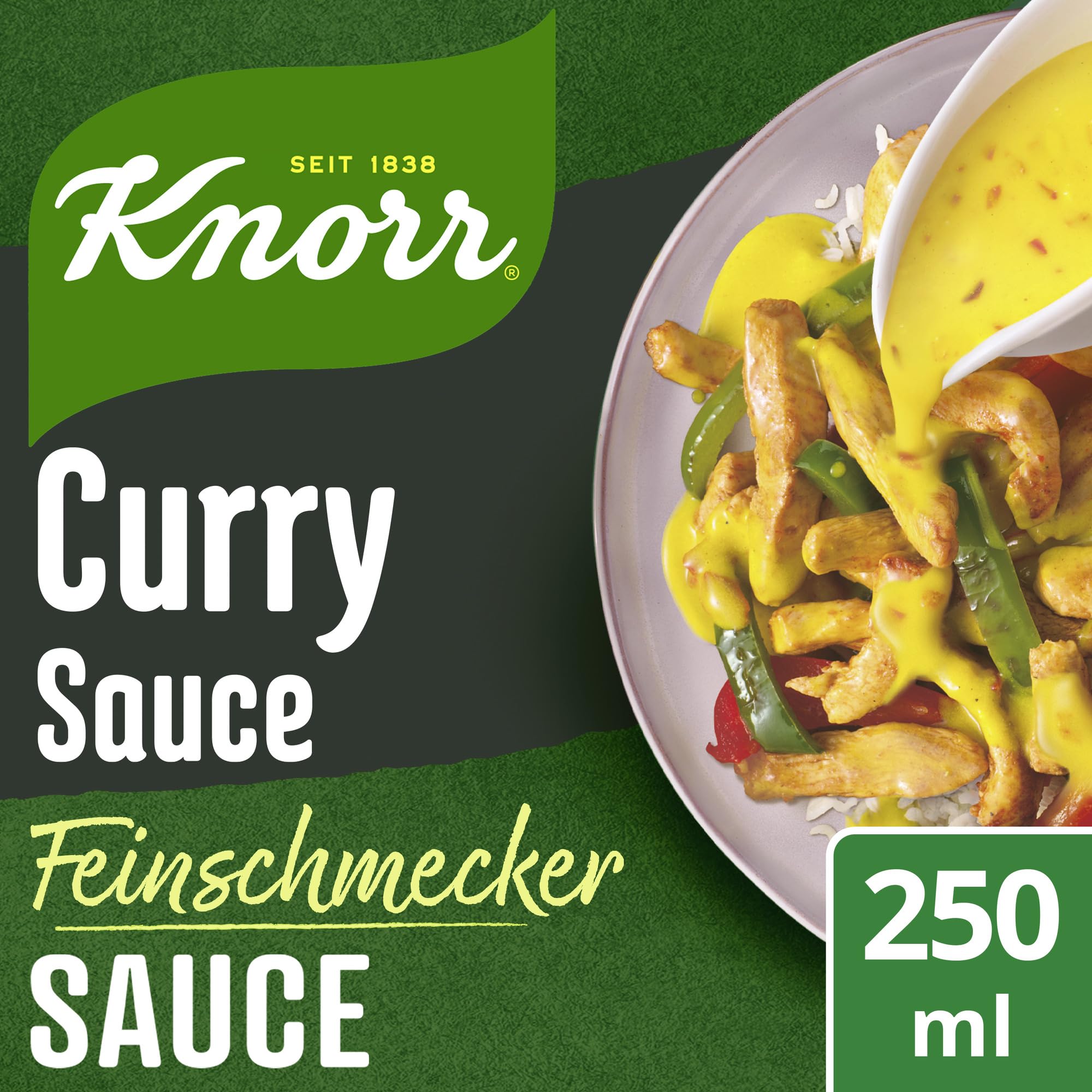 Knorr Feinschmecker Curry Sauce ohne geschmacksverstärkende Zusatzstoffe und Farbstoffe 19x 250 ml