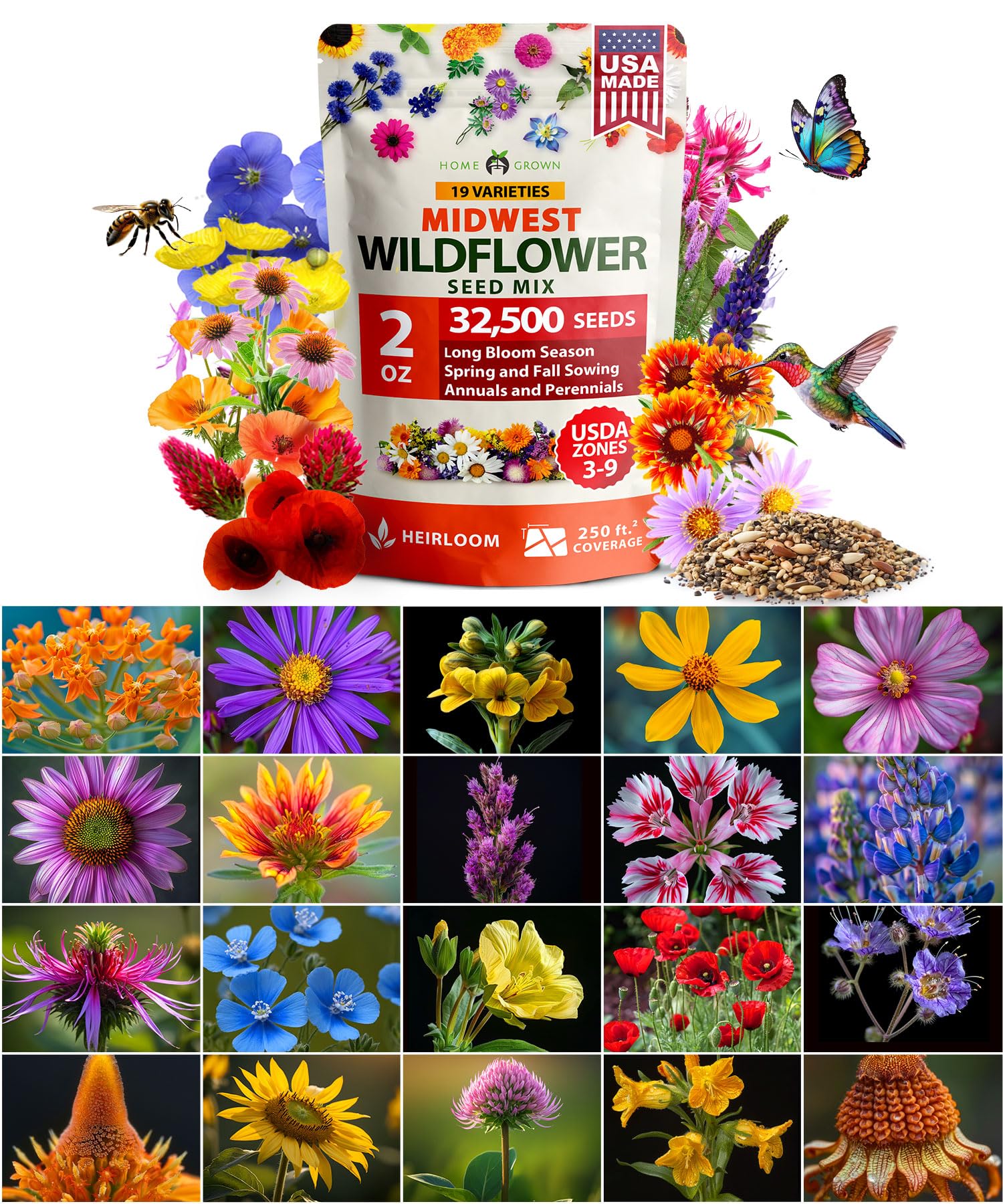 HOME GROWN Midwest Wildflower Seeds