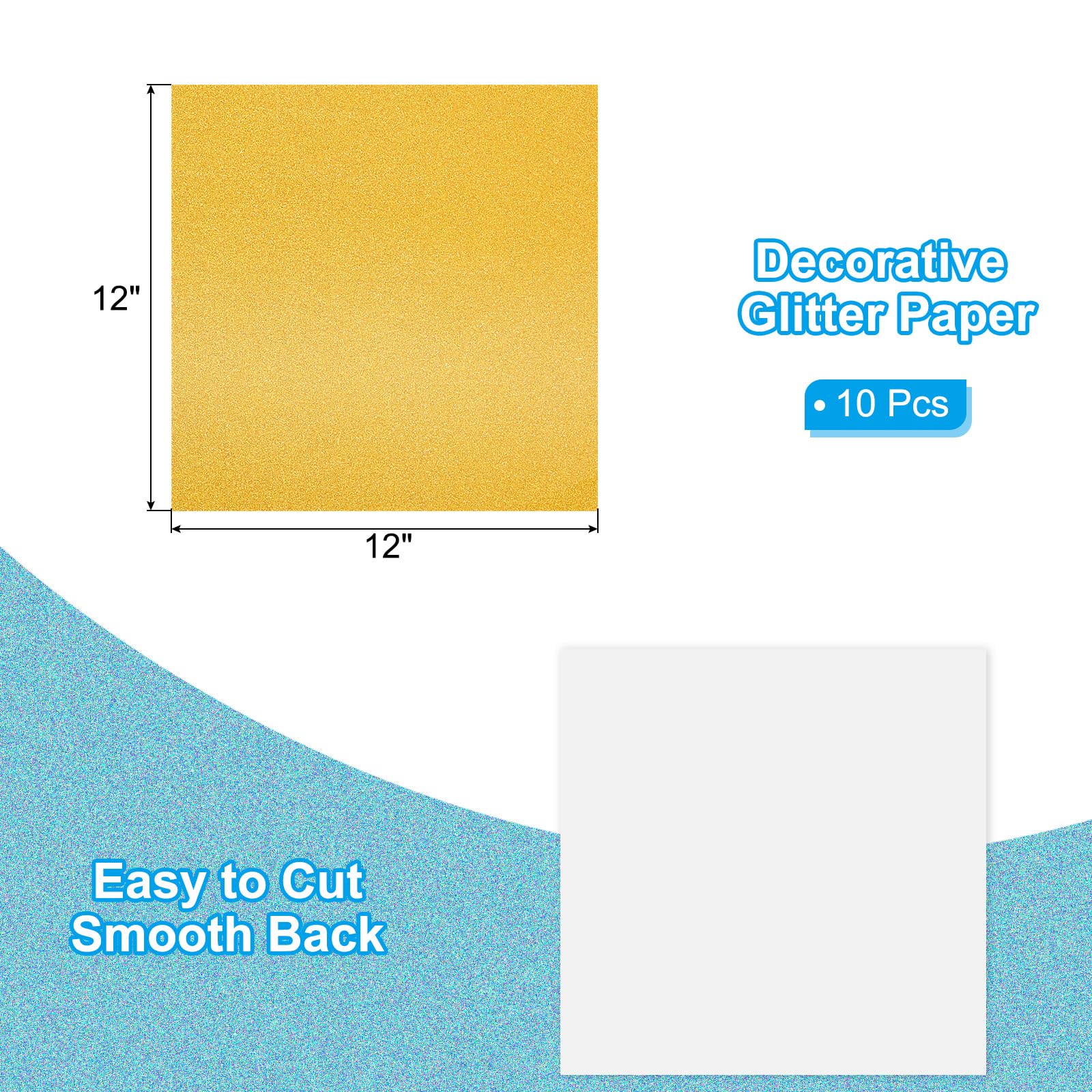 PATIKIL 10 Sheets Gold Glitter Cardstock Paper - Image 2
