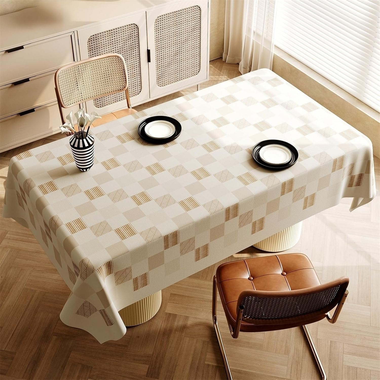 KIJyfgTR Minimalist Modern Tablecloth Suitable For Outdoor Gardens And Festive Parties(Plaid,140x200cm)