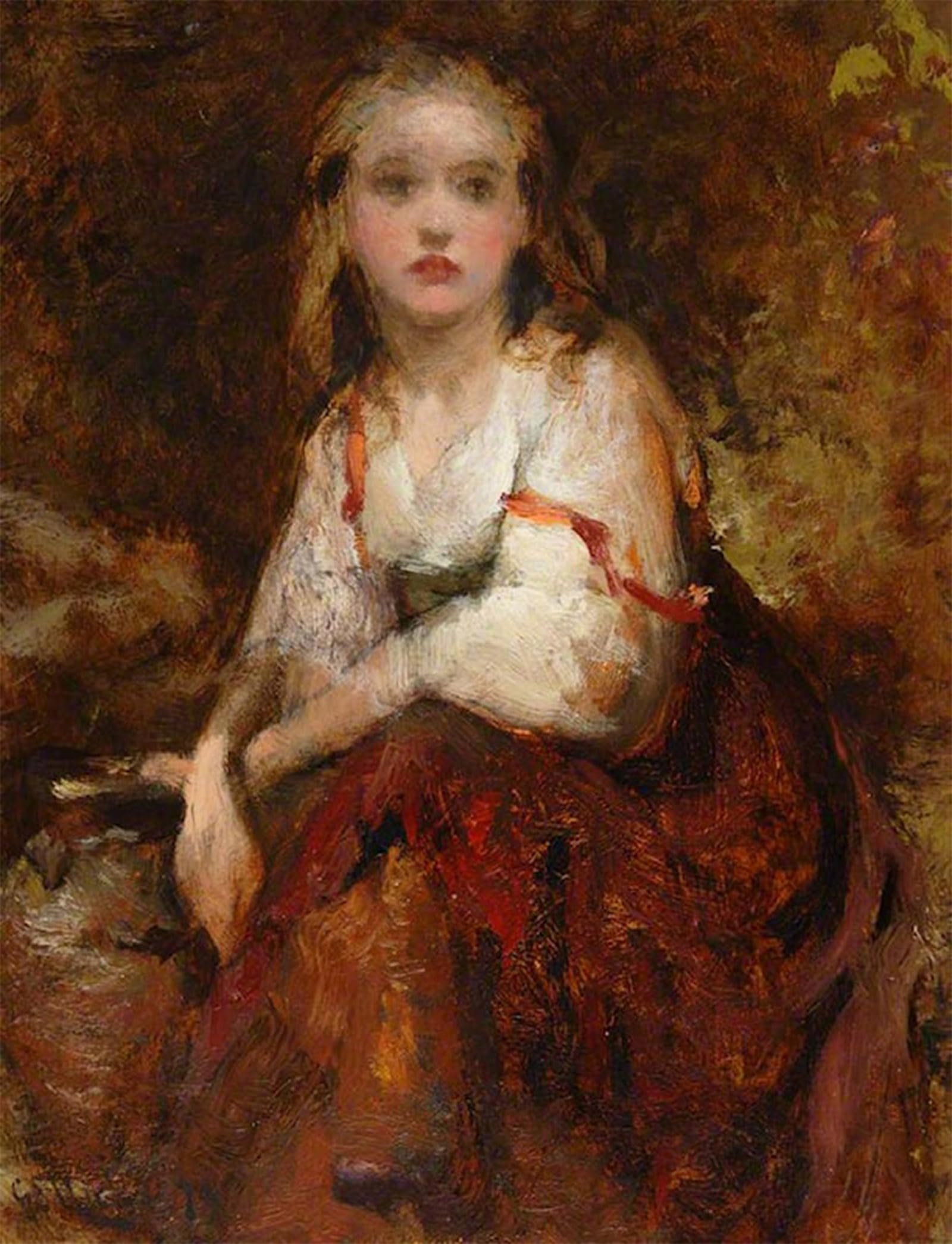 ARTXLXXBN Famous Painting Art Wall Decor Abstract Art Picture Seated Girl by George Elgar Hicks Animal Pictures for Home Decor 60x90cm
