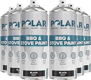 Polar BBQ & Stove Spray Paint - Matte Black - 6 x 13.5 Fl Oz - Heat Resi...