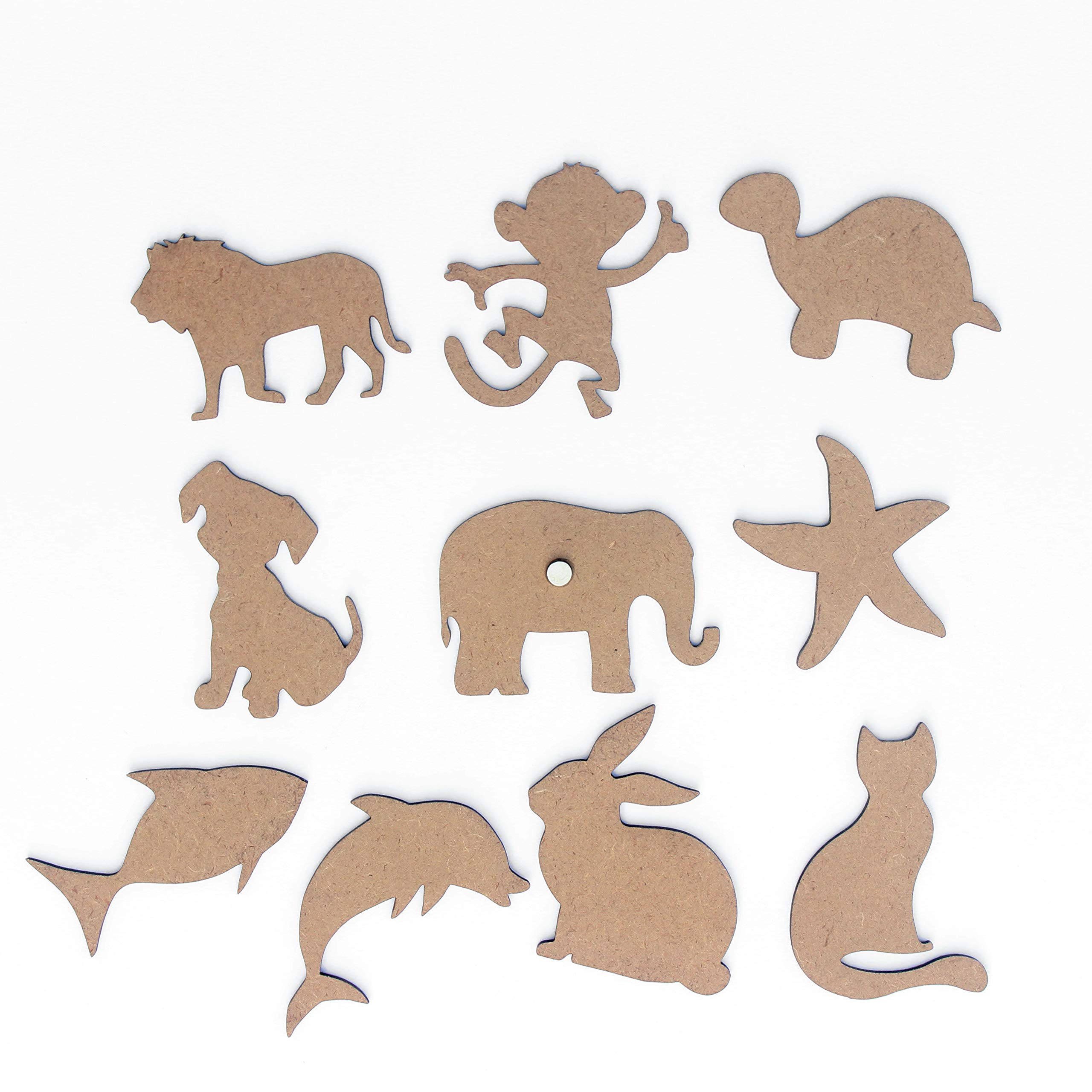 IVEI Magnesy do samodzielnego wykonania z płyty MDF, zestaw 10 kształtów, magnesów na lodówkę, do malowania drewnianych arkuszy, rękodzieła, decoupage, prac artystycznych i dekoracji z żywicy
