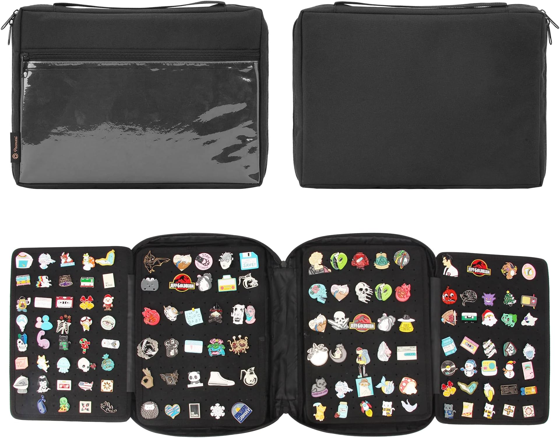 Enamel Pin Display Pages Pin Carrying Case, Pins Collection Storage Organizer Case, Travel Brooch Pin Display Bag (Pins Not Included)