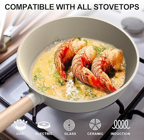 Miniatura 4 de imarku Sartén antiadherente, sartenes de 9.5 pulgadas, sin PFOA, sartenes profesionales con asas desmontables, compatibles con todas las estufas,