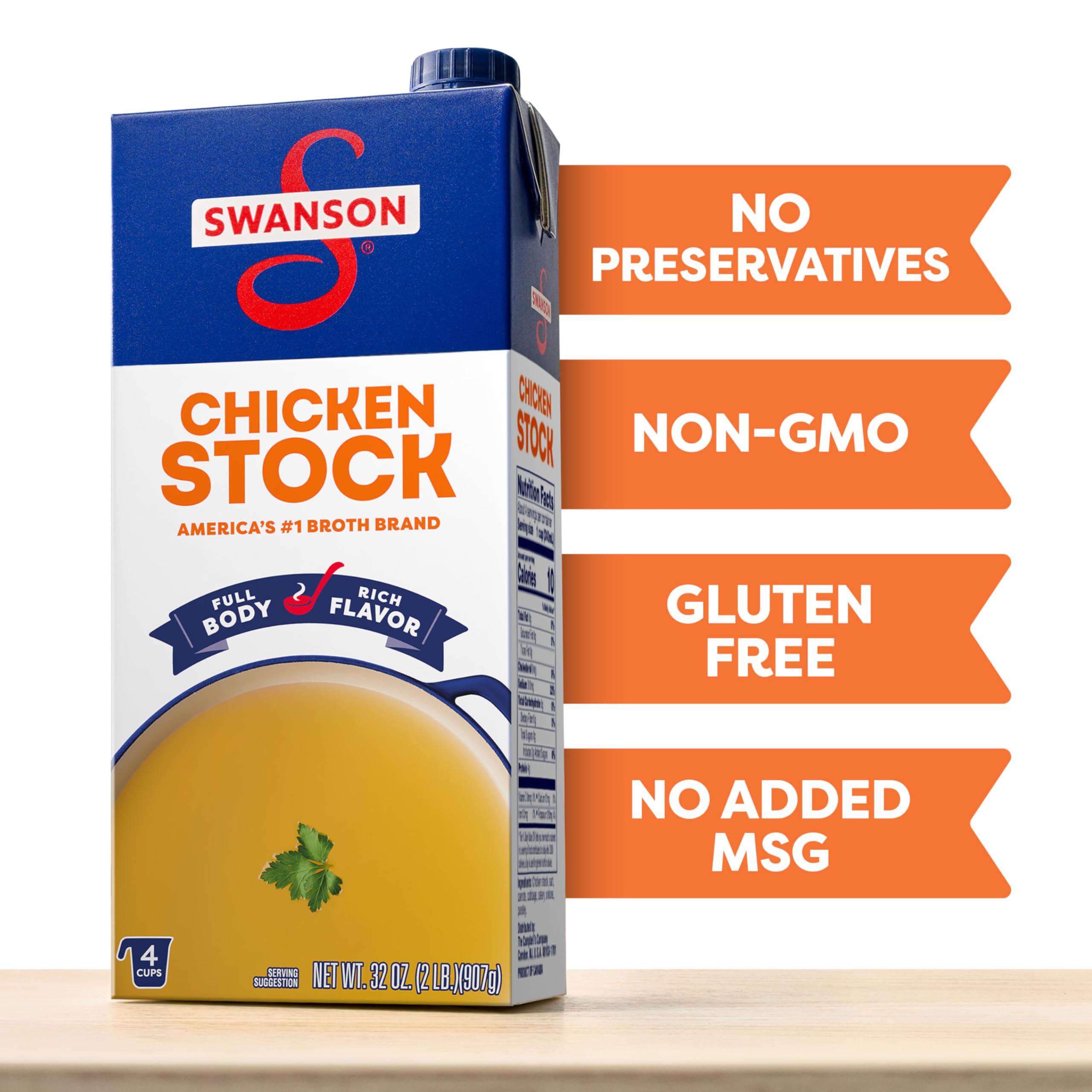 SWANSON S 100% Natural Chicken Stock, 32 oz Carton