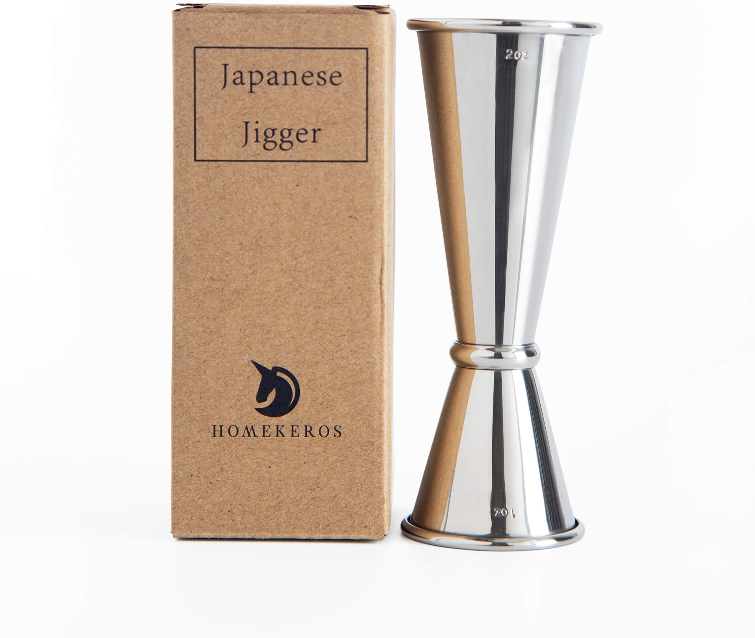 MYGLOAR Cocktail Messbecher Set - 2 Stück Edelstahl Jigger 3cl & 5cl | Mit Barlöffel