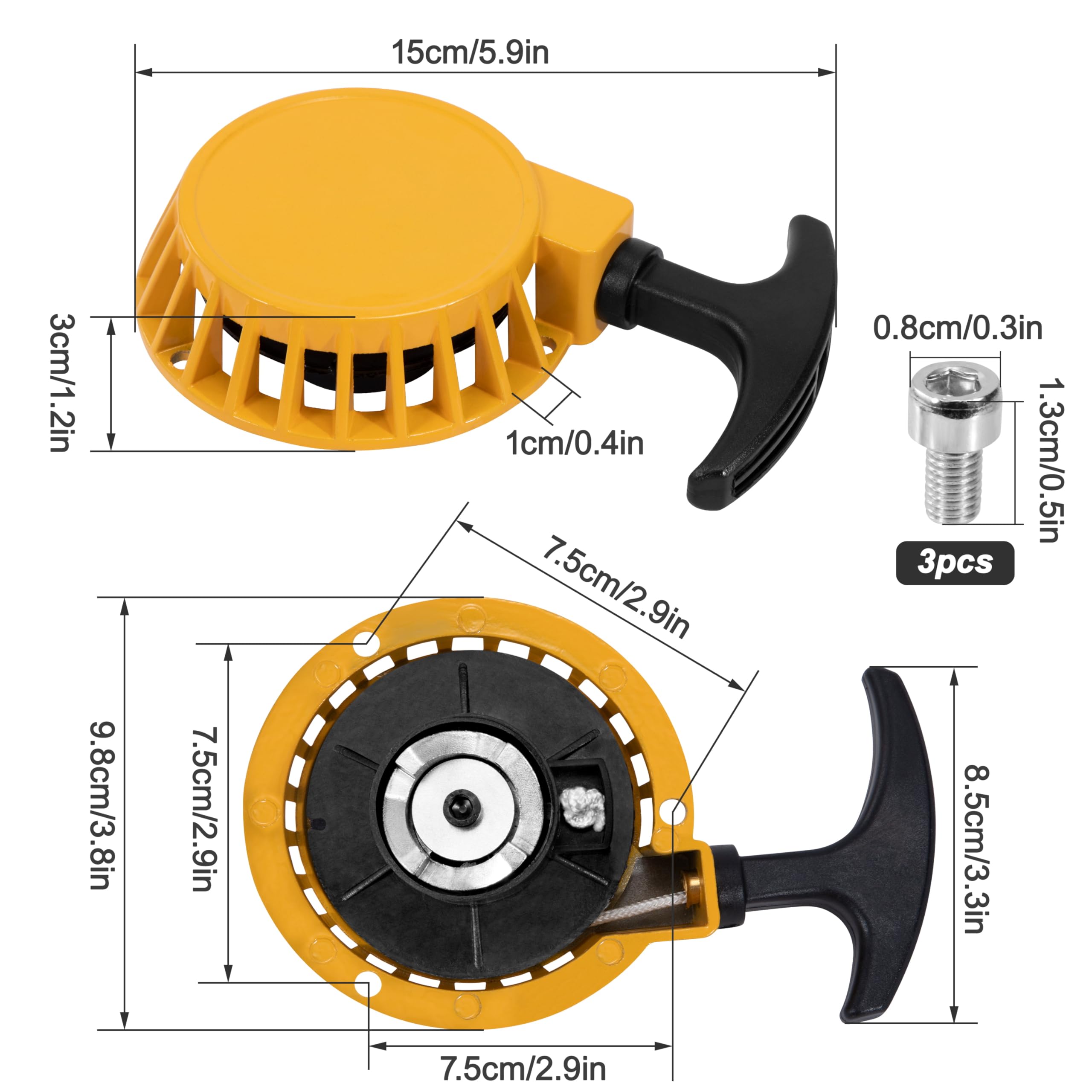 Tunejoy Avviamento Strappo Moto Avviamento Accensione Minimoto Pull Starter Easy in Alluminio per Mini Pocket Dirt Bike Minimoto ATV Quad 2 Tempi 47cc 49cc Giallo