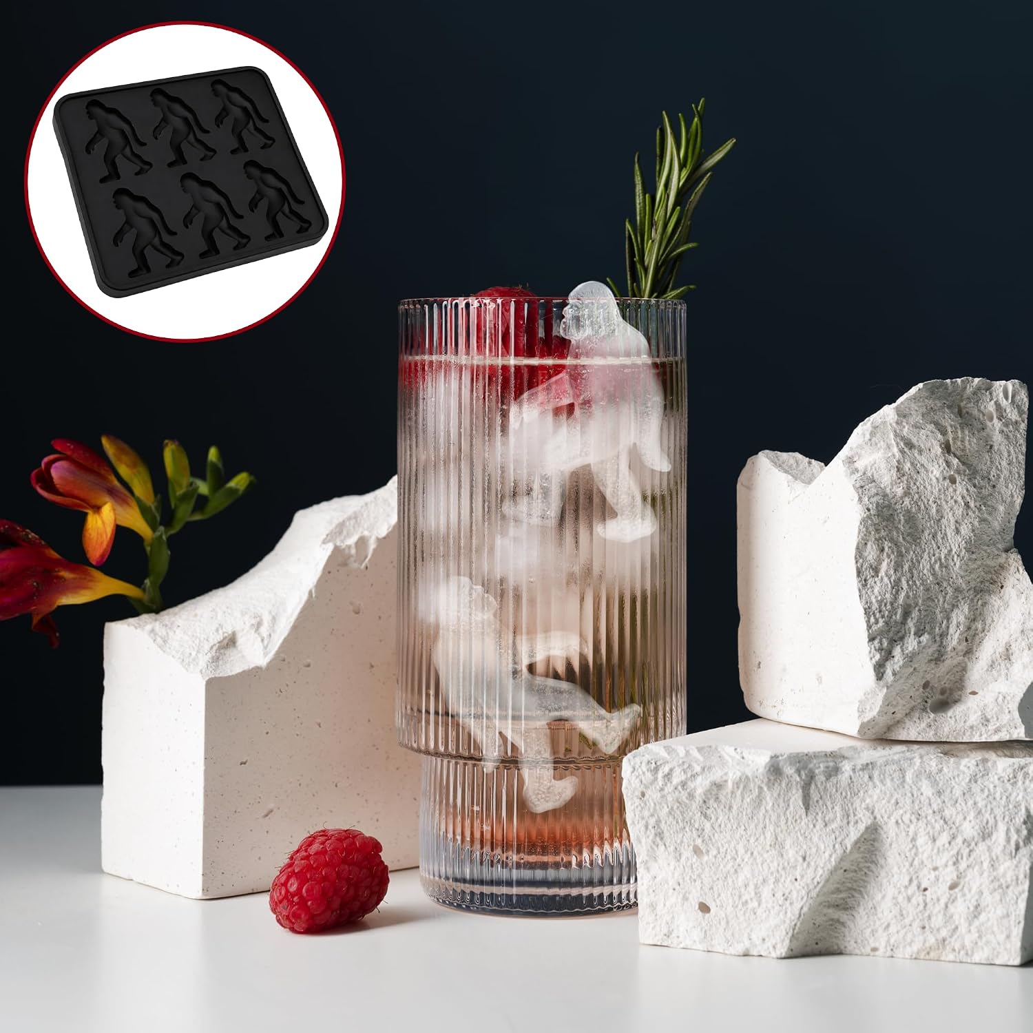 Bigfoot Shape Ice Cube Mold Funny Gift, Silicone Sasquatch Halloween for Cocktail Whiskey, 6 Cavity Tray Popsicle, Easy Release Dishwasher Safe Cute Freezer Chilled Accessories Parties DIY Craft