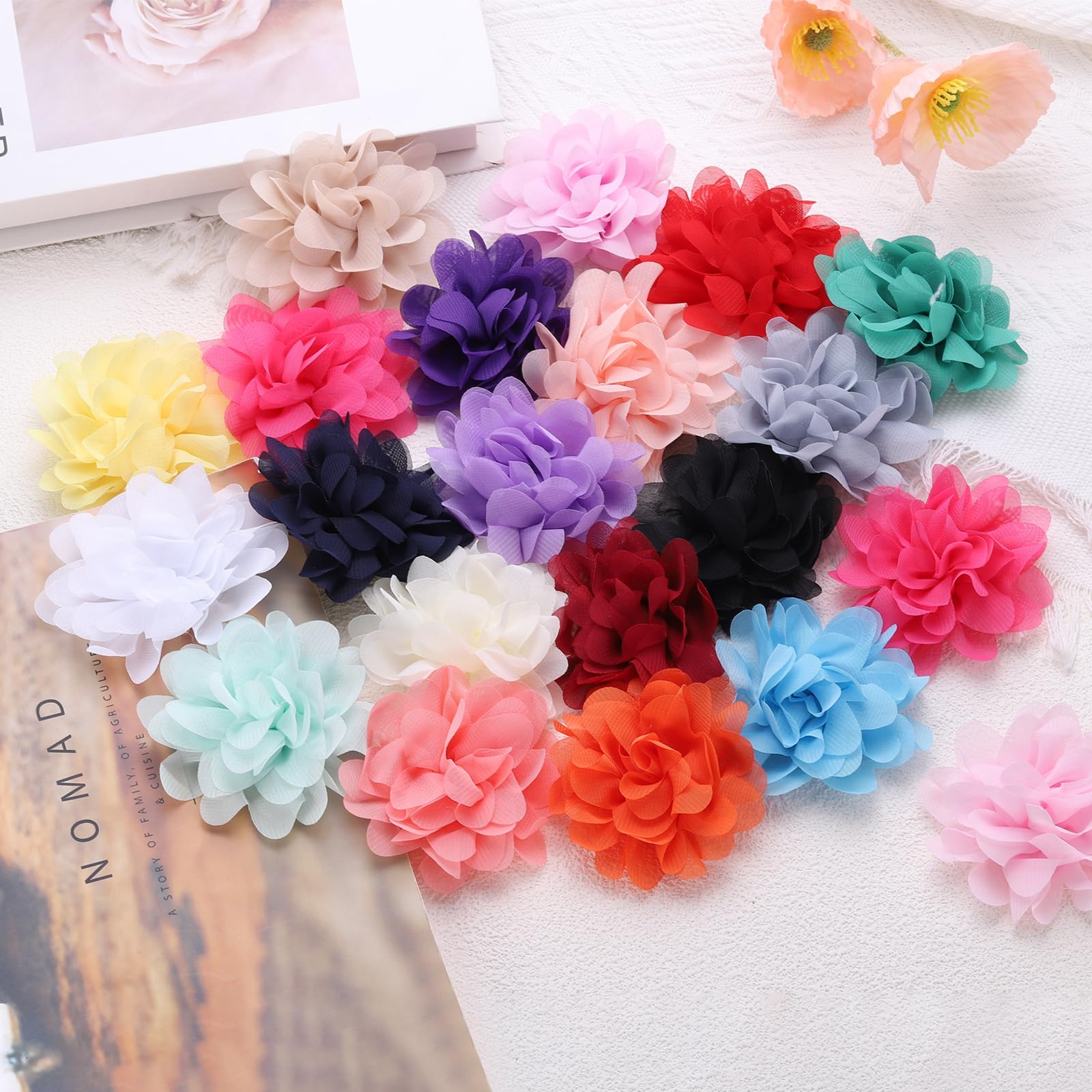 Sourcing Map Tessuto In Nylon Per Fiori Fai Da Te - 25 Pezzi 65 Cm, Rete Di Seta Per Creazioni Floreali, Decorazioni Matrimoniali (Viola, Rosa, Rosso) - 5