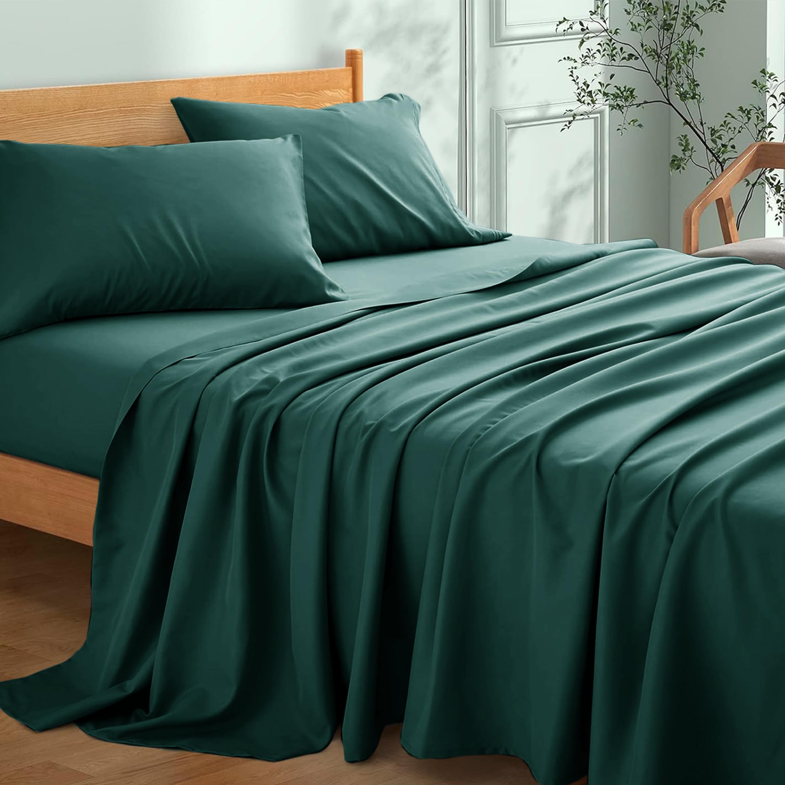 My home store Flat Sheet 100% Egyptian Cotton 300TC Hotel Quality Flat Bed Sheets (Emerald, Double (230 x 255cm))