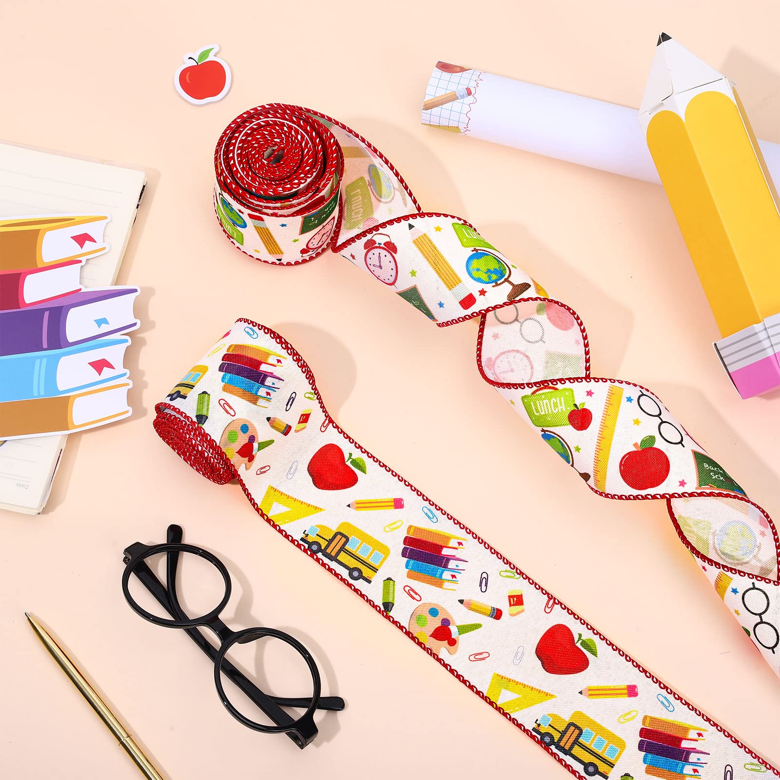Rubans Cadeaux Thème Rentrée Scolaire - Lot 5 Couleurs, 1 Cm X 5 Yards Chacun - Décoration, Bricolage