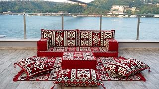 Living Room Sofas, Sofa Slipcovers, Patio Sofa, Moroccan Sofa, Sectional Sofa with Ottoman, Turkish Floor Sofa (Sofa Full Set, 8'' Thickness (20 cm))