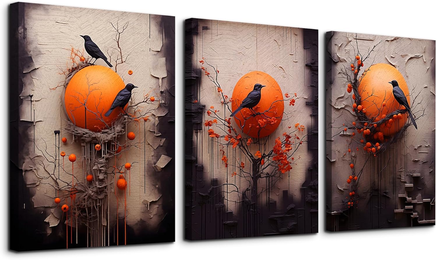 TTHYUEWS Large Canvas Wall Decor For Bedroom Wall Art For Living Room Fashion Modern Office Decorations Wall Paintings Bird Abstract Wall Pictures Posters Inspirational Artworks Home Decor 3 Piece