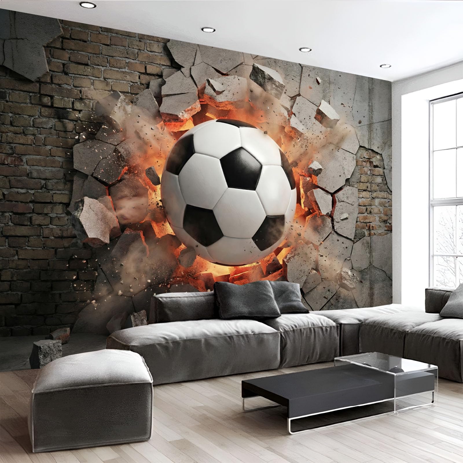 Papier Peint Panoramique 3D Ballon De Football Décoration Murale Chambre Tapisserie 450X315