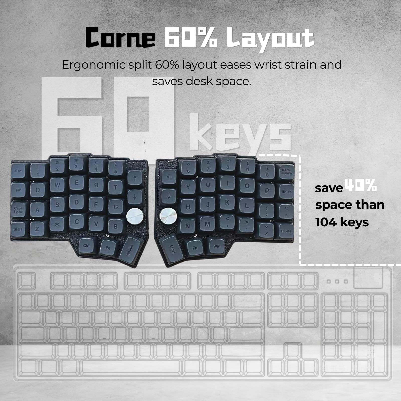 Amazon | SZRKBD&CORNE 有線人間工学メカニカルキーボード、ノブ付き