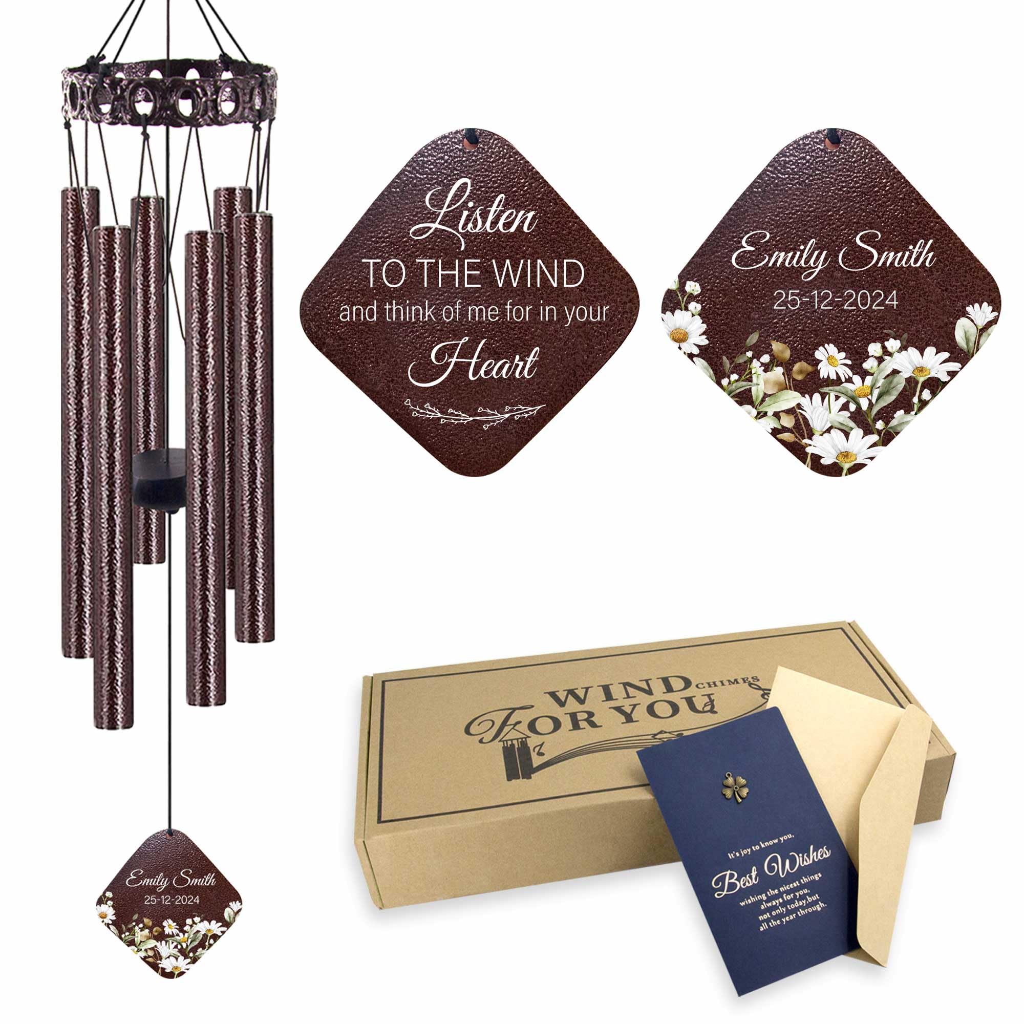 ASTARIN Personalized Memorial Wind Chimes, Customized Metal Garden Wind Chime for Loss of one, 28" Deep Tone Metal Wind Chime for Bereavement Gift Idea