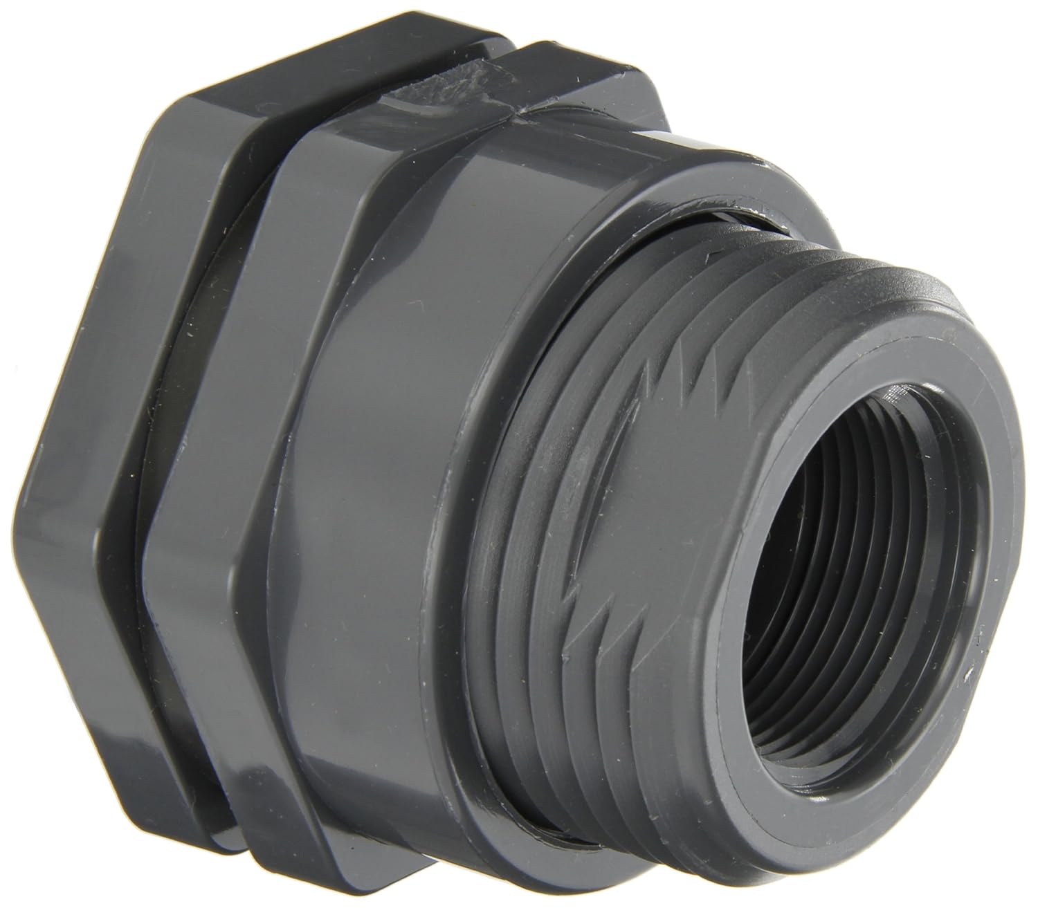 Hayward BFAS1010CES Series BFAS Short Pattern Bulkhead Fitting, Socket x Threaded End, PVC with EPDM Seals, 1" Size