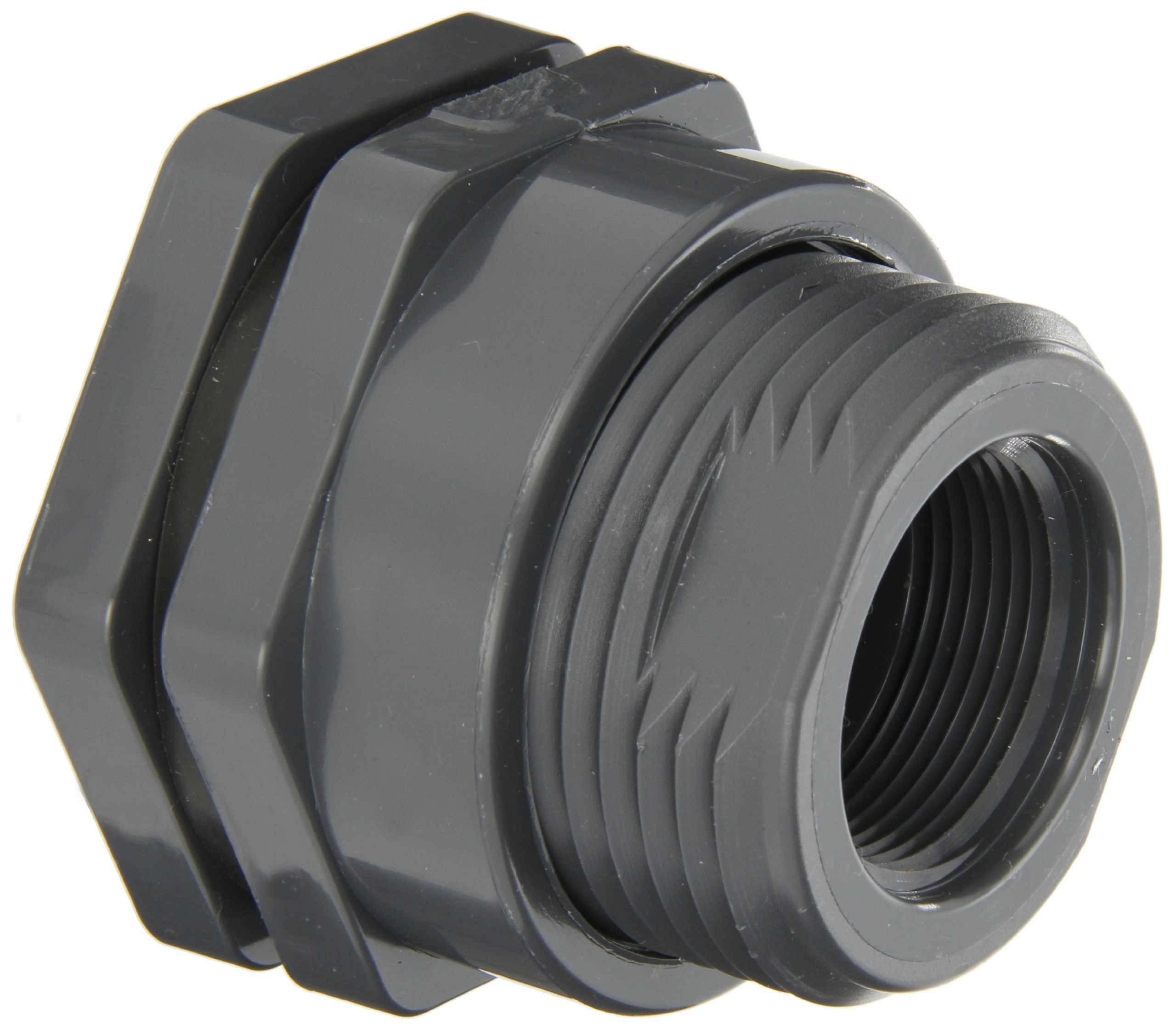 Hayward BFAS1012CES Series BFAS Short Pattern Bulkhead Fitting, Socket x Threaded End, PVC with EPDM Seals, 1-1/4" Size