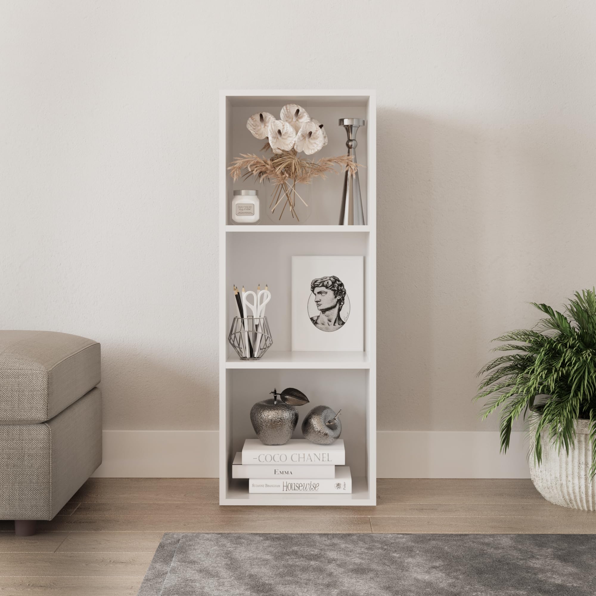 URBNLIVING Bibliothèque en bois à 3 niveaux - Blanc