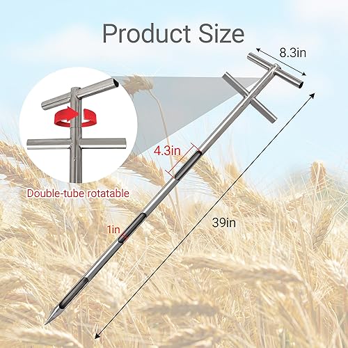 Miniatura 5 de Sonda de muestreo de grano de polvo, sonda de grano para polvos y semillas, muestreador de acero inoxidable, muestra de ladrón de granos, sonda de