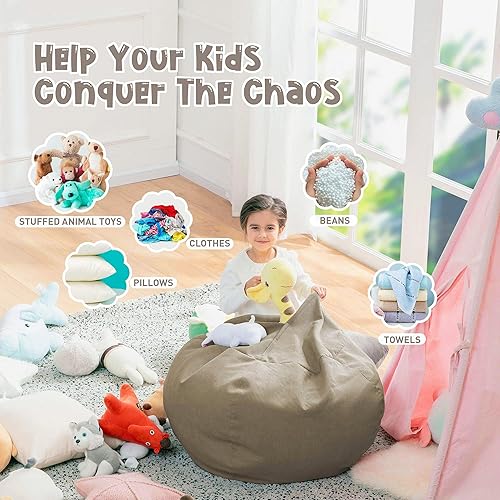 Miniatura 133 de Nobildonna - Funda para silla de puf (relleno sin relleno) de nido de pájaro para niños y adultos. Puf extra grande para almacenamiento de animales