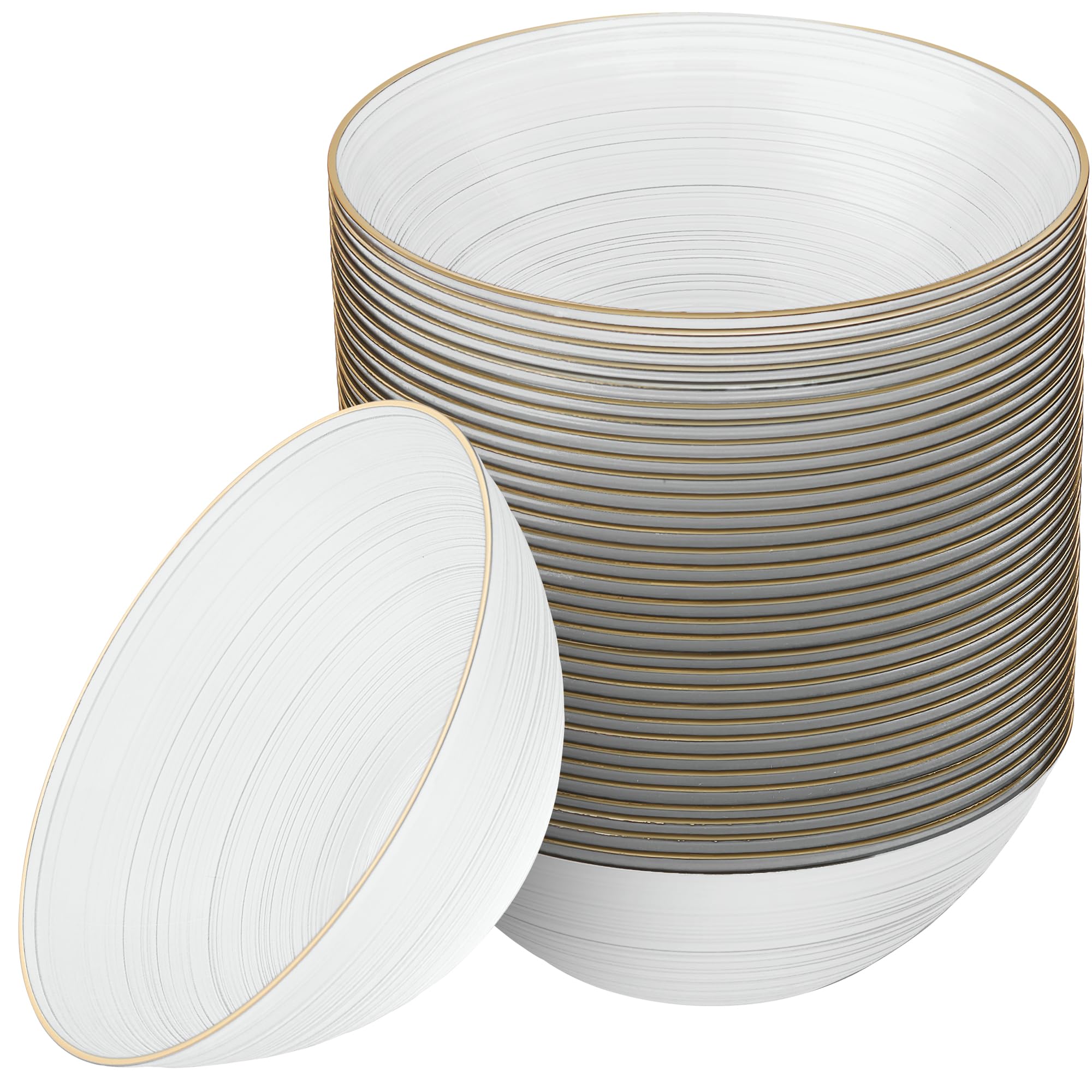 Elegant Disposable Plates & Bowls - Gold Rim Design -8