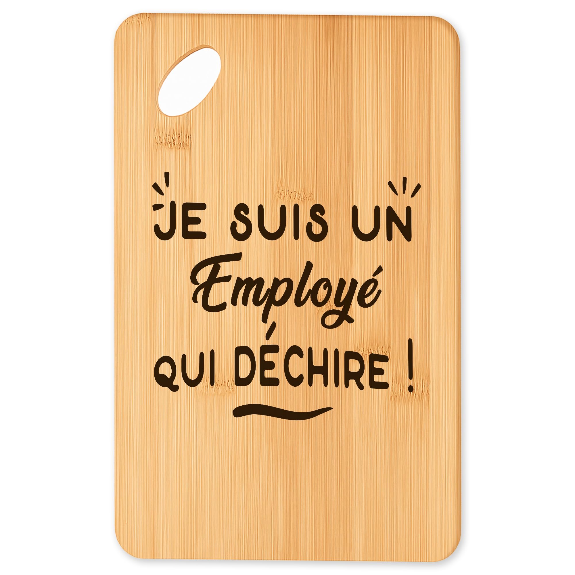 Planche à découper en bambou Employe Qui Dechire pour apéro et barbecue