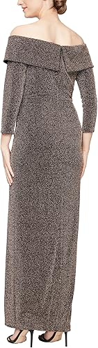 Miniatura 2 de Alex Evenings Vestido largo con escote plegable fuera del hombro para mujer, evento formal, vestido de madre de la novia