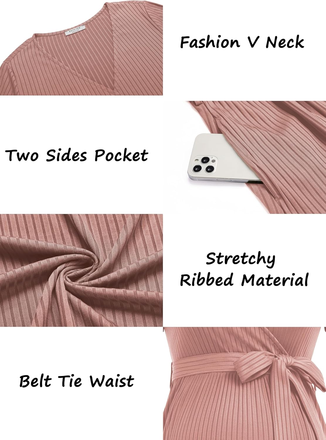 Ekouaer Women Short Sleeve Maternity Nursing Dress Casual V Neck Breastfeeding Loungewear Ribbed Knit Pregnancy Dresses S-XXL - Image 4