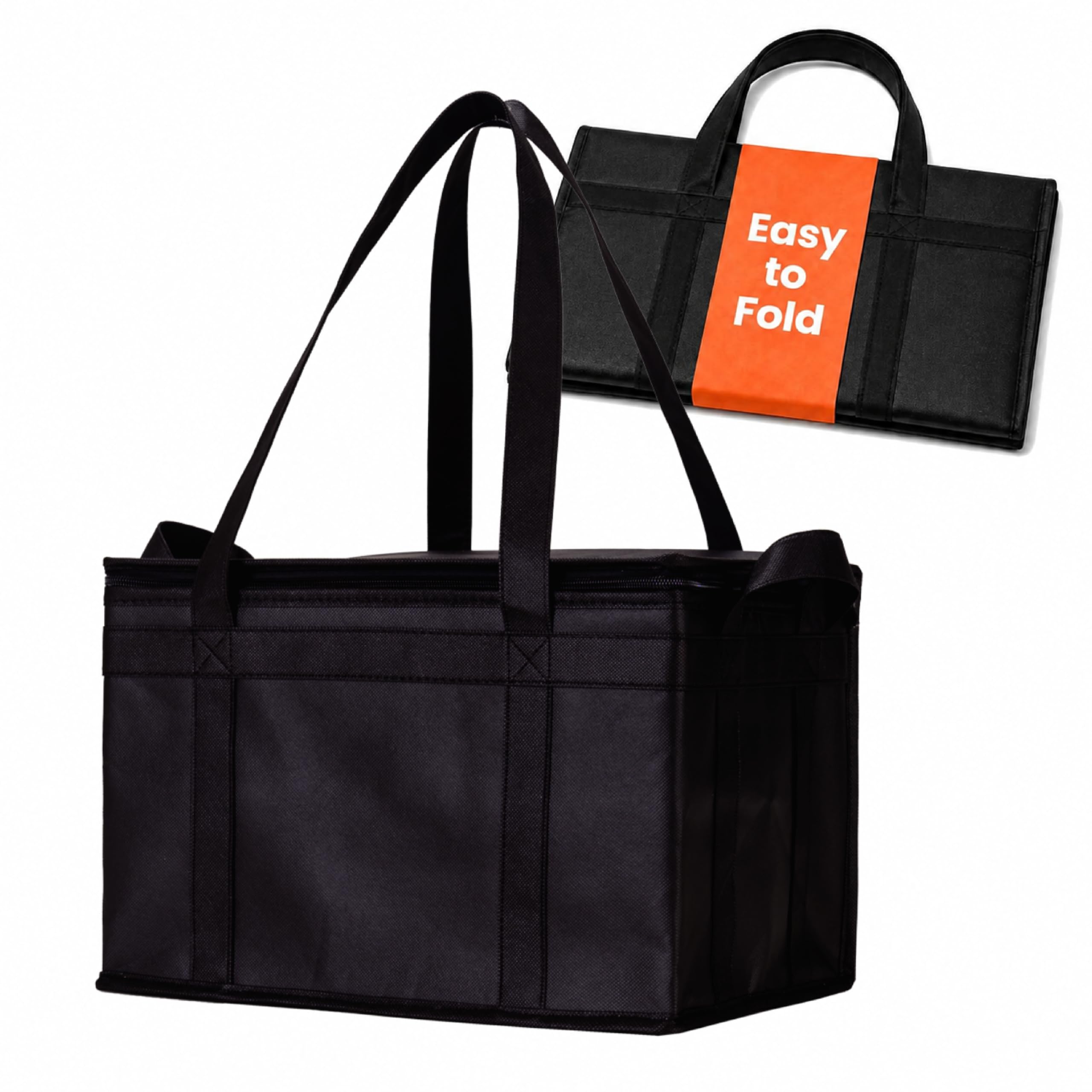 NZ home Insulated Food Bag, Portable Cooler Tote (Large, Black, 1 Pack)