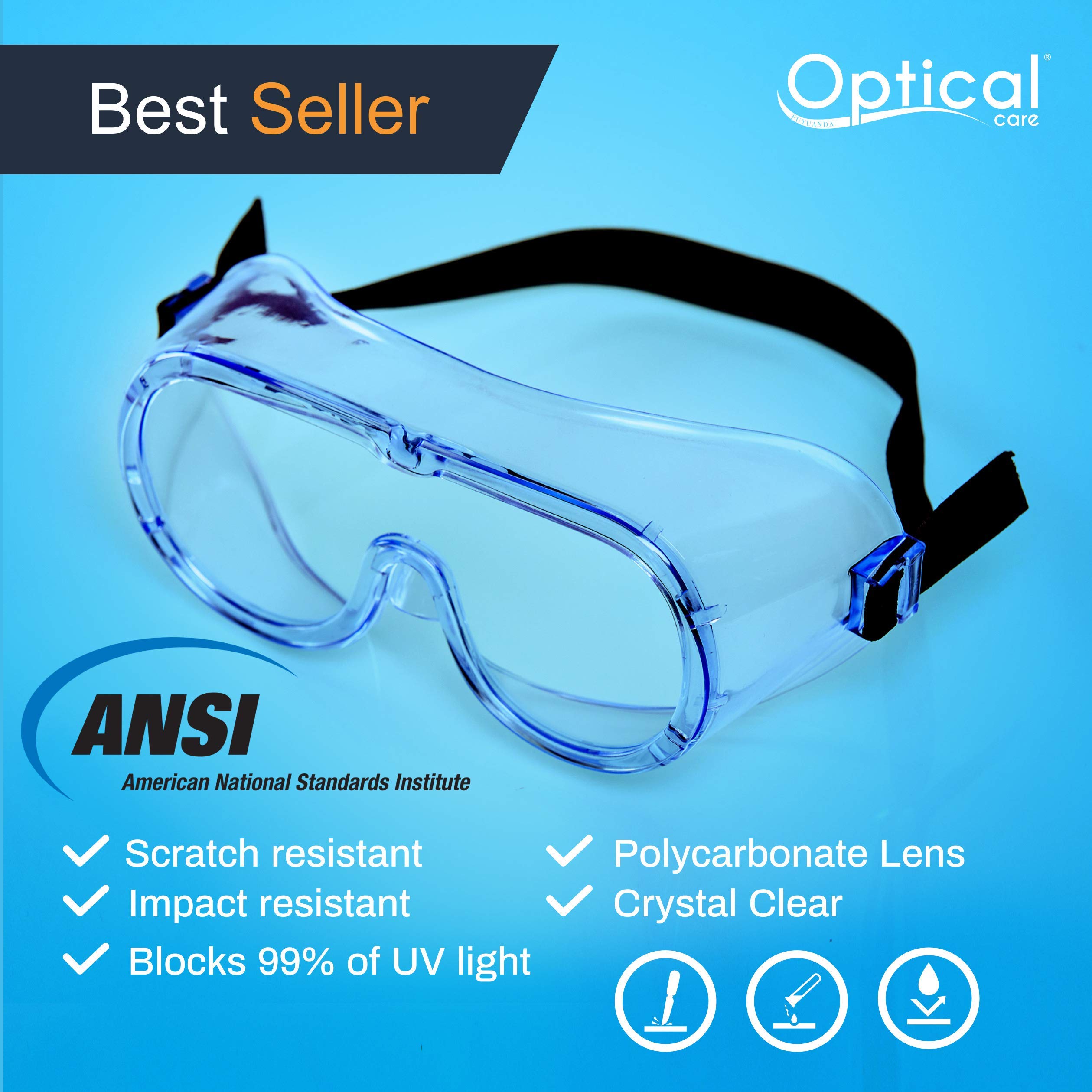 Gafas de seguridad registradas por la FDA, antivaho, se adaptan a gafas, resistentes a los arañazos, laboratorio, ciencia, química, trabajo, enfermera