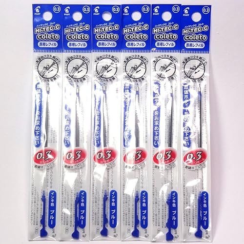 Pilot Hi-Tec-C Coleto - Recambio de bolígrafo de tinta de gel de 0.012 in, azul, × 6 paquetestotal de 6 piezas (importación japonesa) Paquete