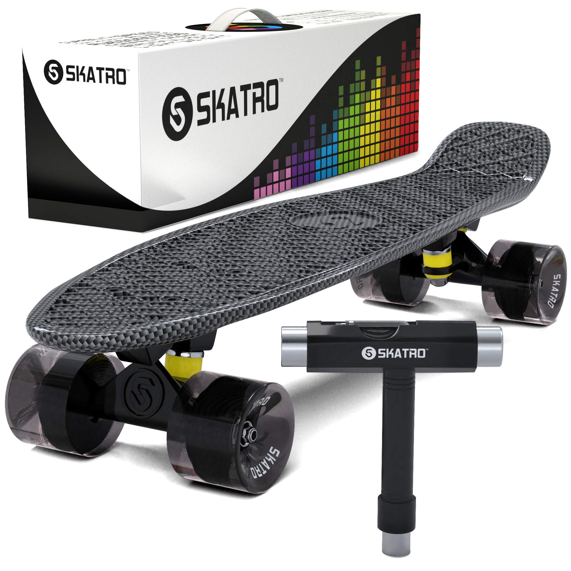 Skatro - Skateboard Mini Cruiser. Tavola Completa in plastica di 22 Pollici in Stile Retro