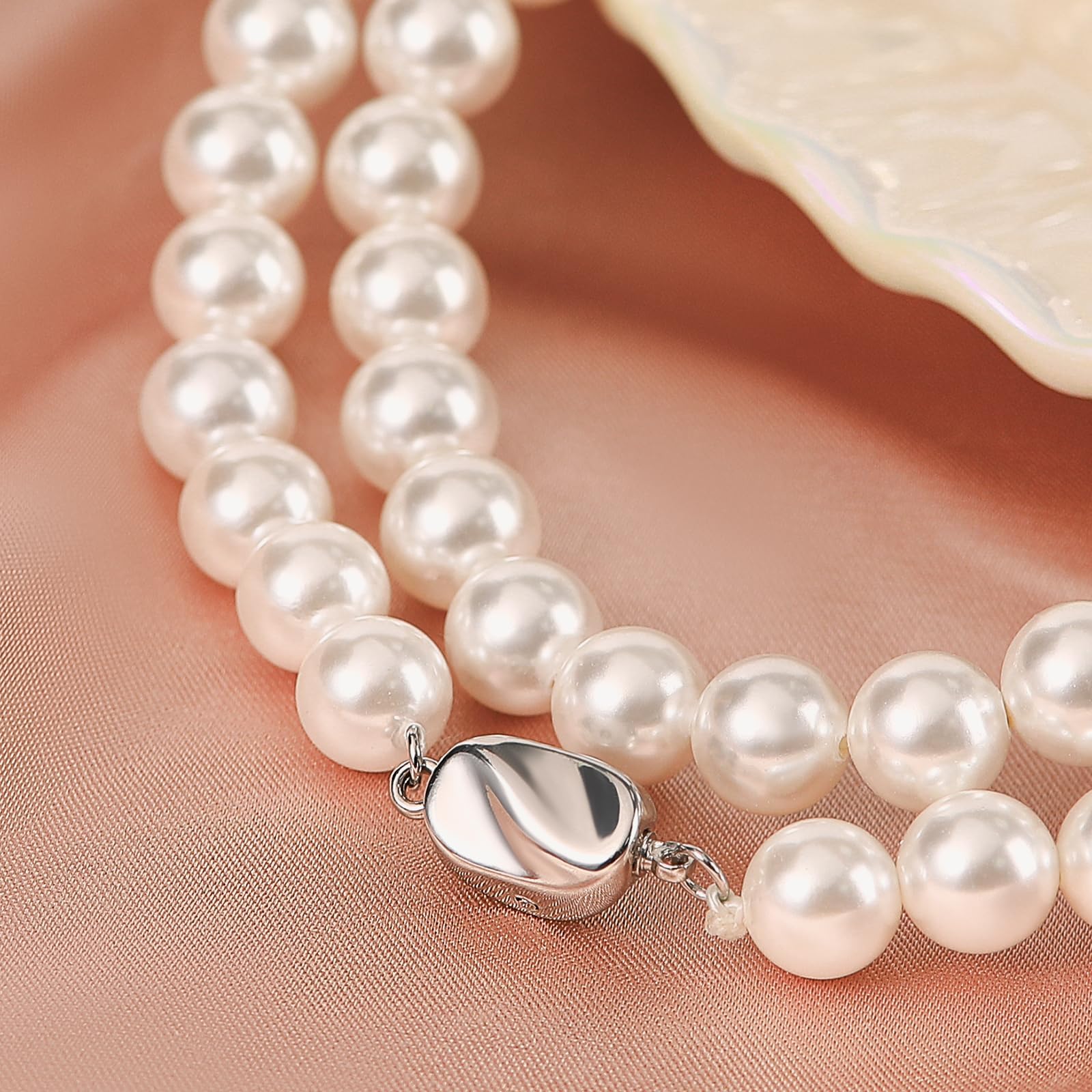 MASTOP Collana di perle coltivate d'acqua dolce Set di bracciali e orecchini include splendido braccialetto e orecchini gioielli per donne gioielli di perle 4 pezzi/set di perle