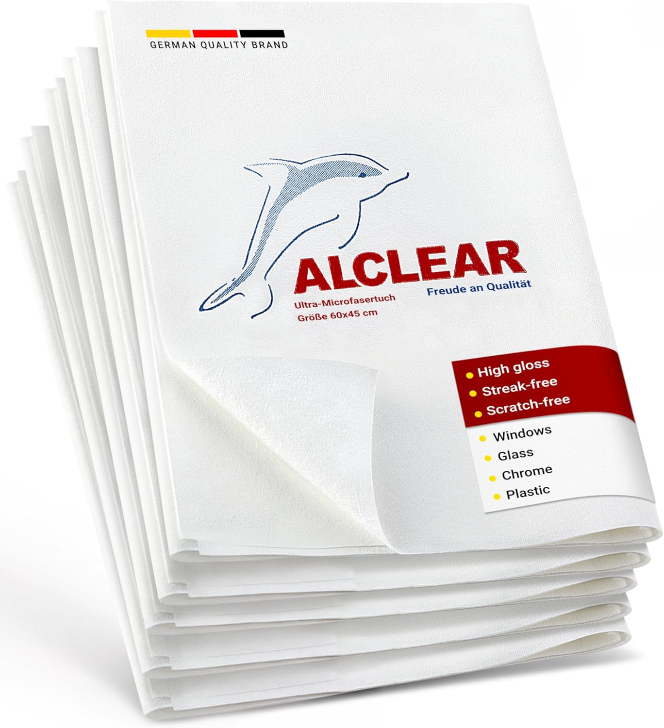 ALCLEAR 950002 Ultra-microfiber Cloth for Window, glass cleaning and clear water - nothing else! White. Size: 23.62 x 17.72 in. 5 Pieces.