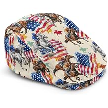 Tupalatus Vintage Horse Racing Print Newsboy Cap for Men, Lightweight Wrinkle-Resistant Durable, All-Season Hat for Daily Commute, Outings, Father's Day & Birthday Gifting