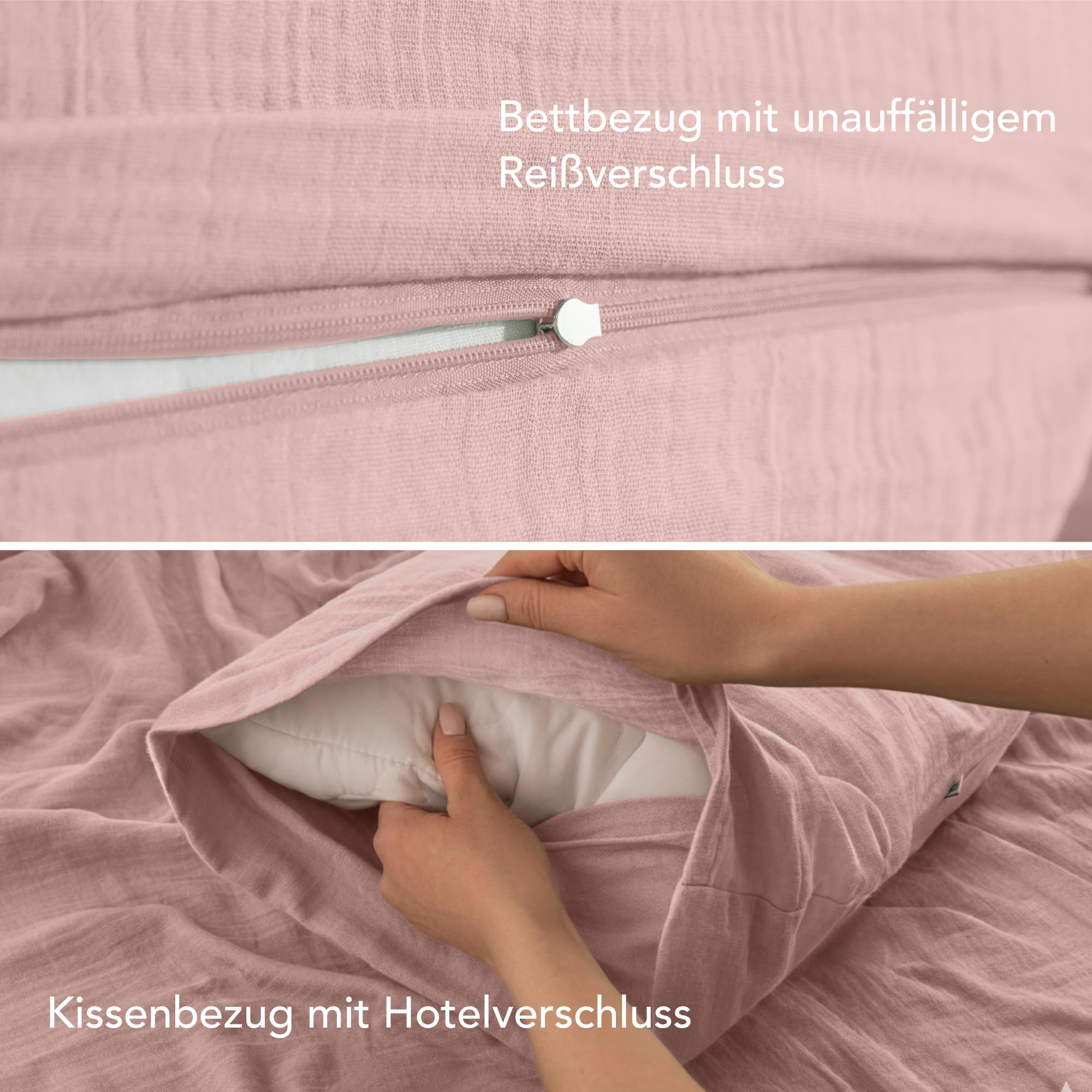 Dreamzie Kinderbettwäsche 100x135 cm + Kissenbezug 40x60 - Musselin Bettwäsche aus 100% Baumwolle, Oeko-TEX Zertifiziert, atmungsaktiv & hautfreundlich - Rosa